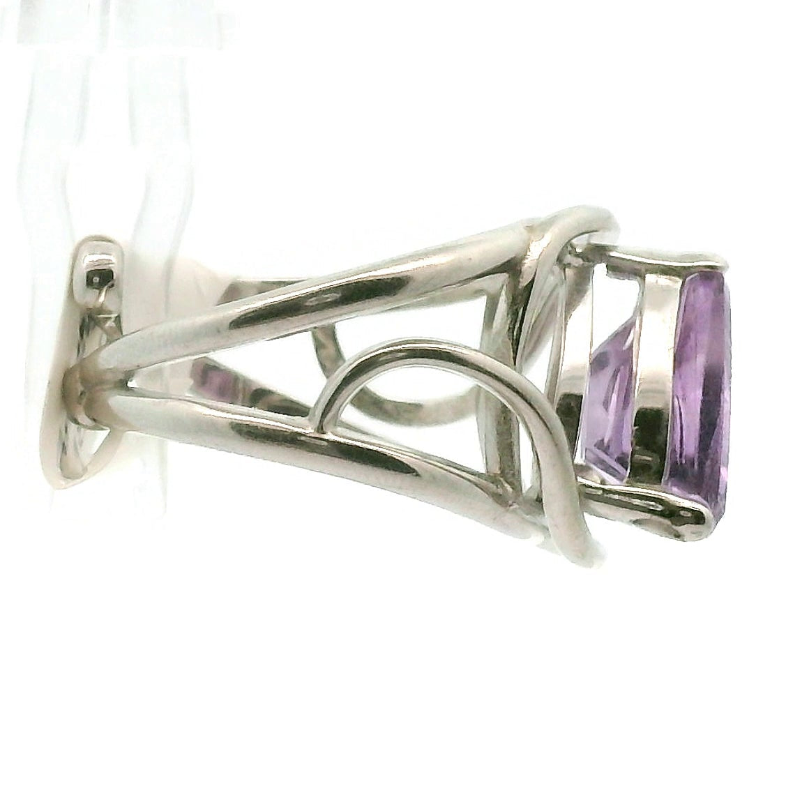 Amethyst Fantasy Cut Cuff Ring .925 Silver for Enhancing your Intuitive Gifts