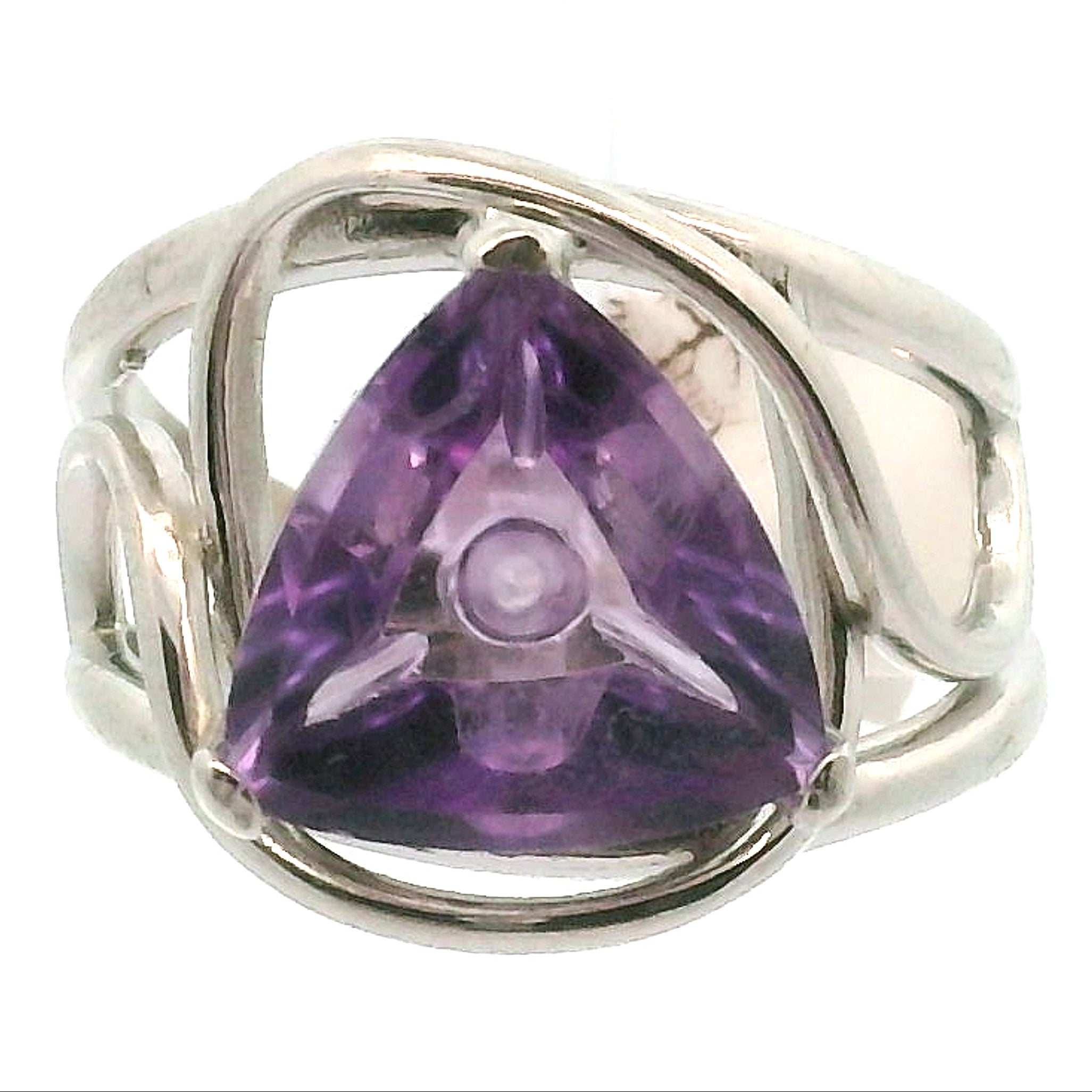 Amethyst Fantasy Cut Cuff Ring .925 Silver for Enhancing your Intuitive Gifts