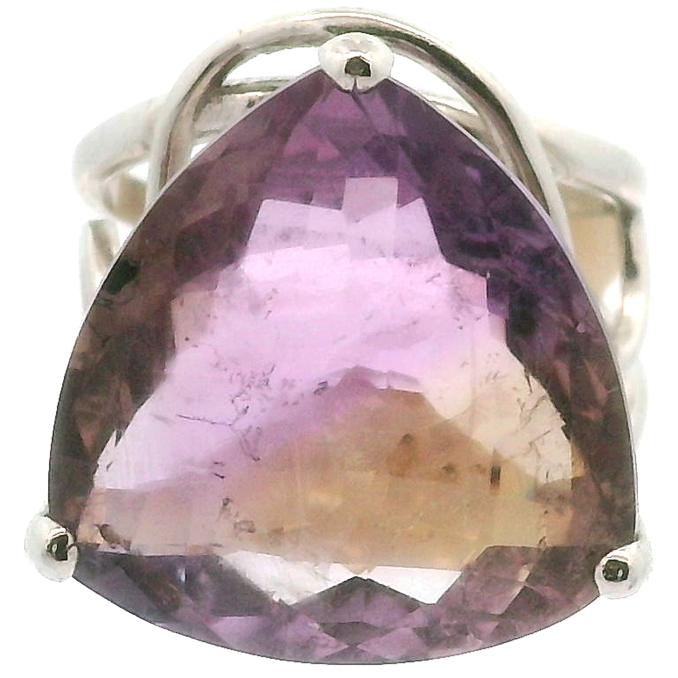 Ametrine Cuff Ring .925 Silver for Empowerment & Harmony