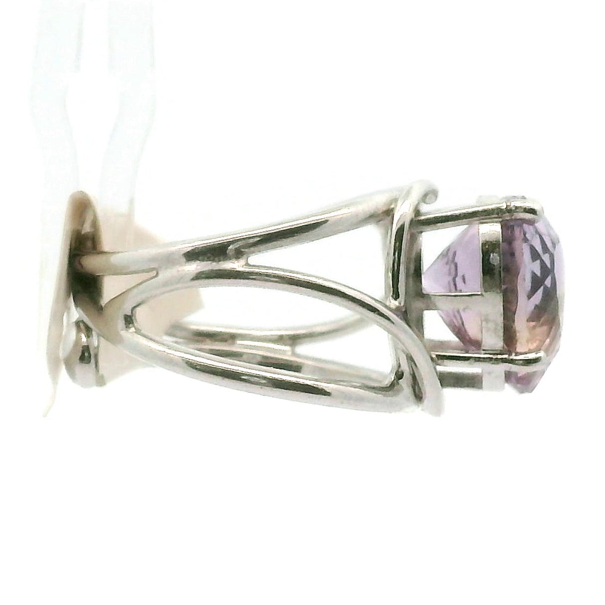 Ametrine Heart Cuff Ring .925 Silver for Empowerment & Harmony
