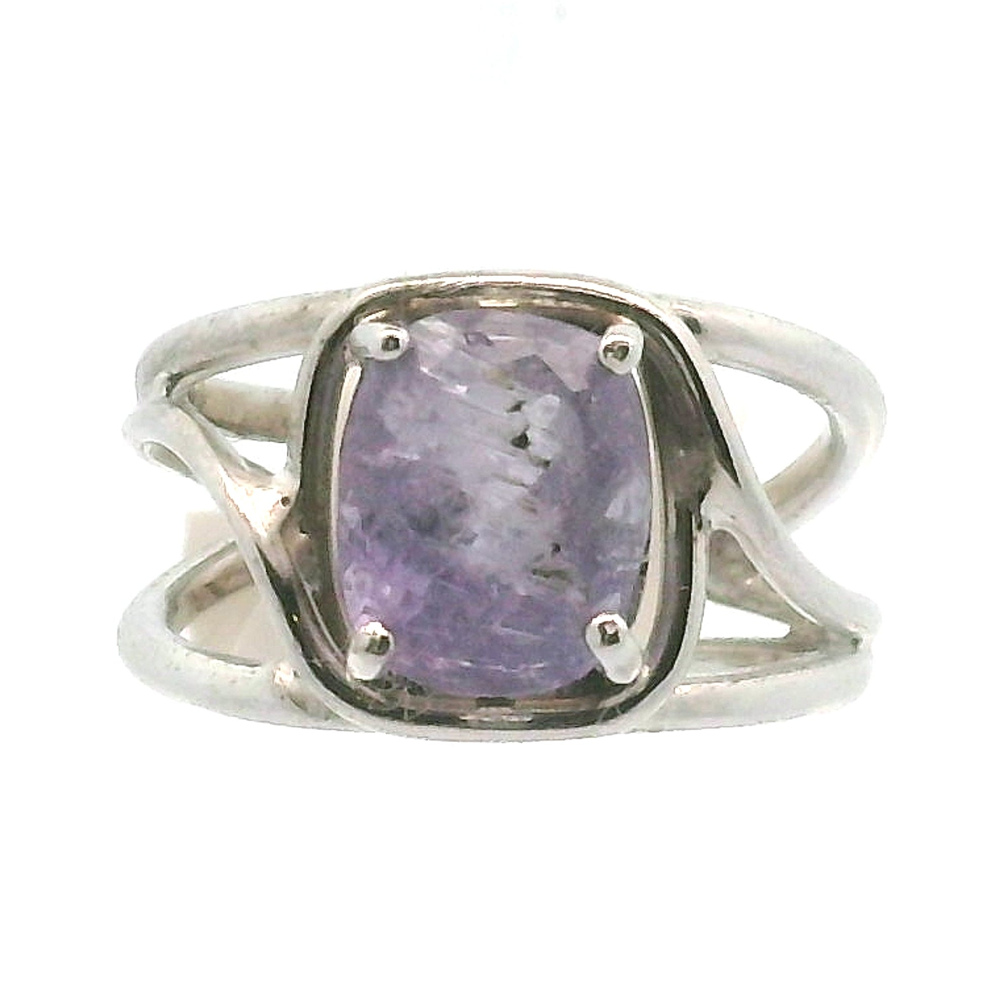 Purple Apatite Cuff Ring .925 Silver for Connection with Angels, Ancestors and Spirit Guides