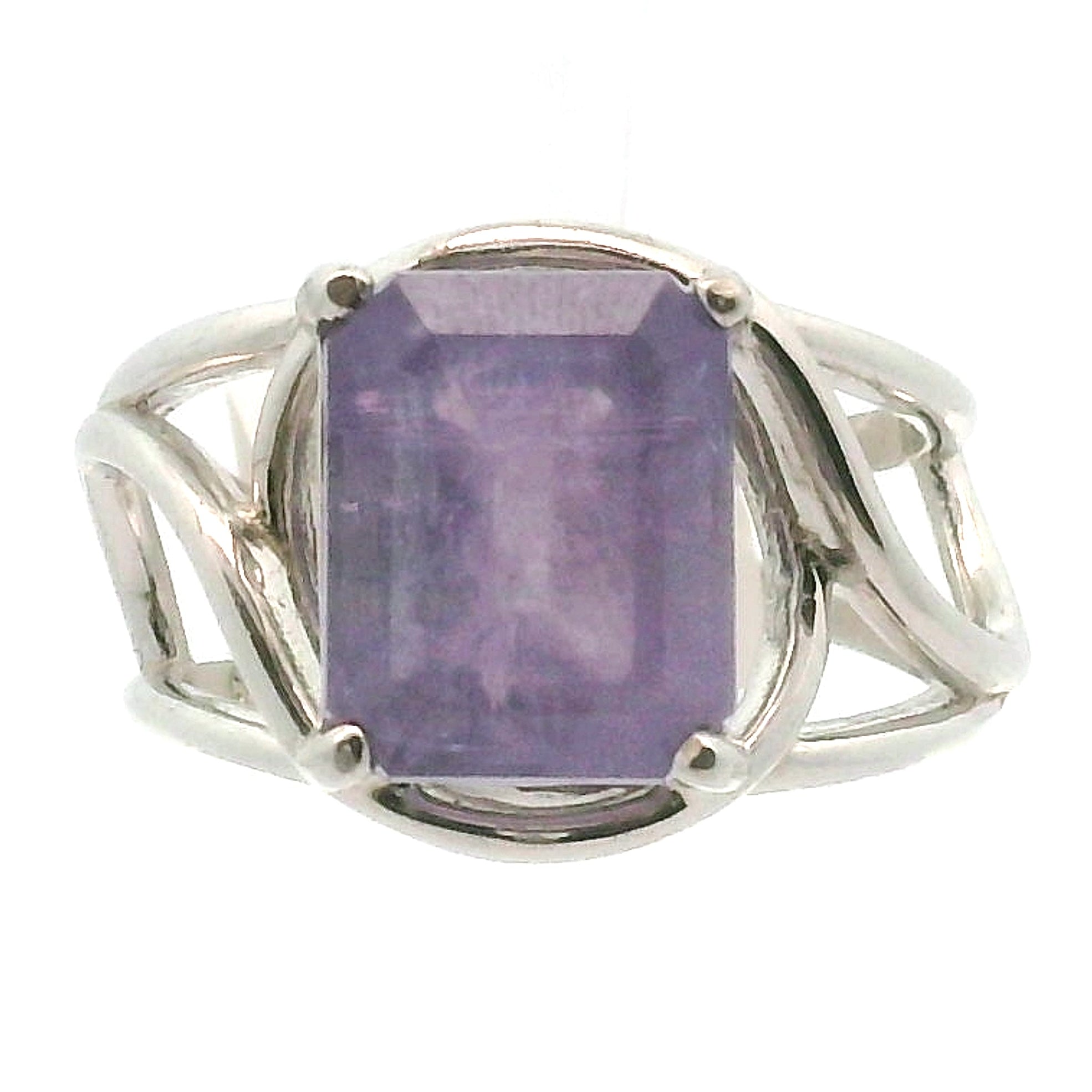 Purple Apatite Cuff Ring .925 Silver for Connection with Angels, Ancestors and Spirit Guides