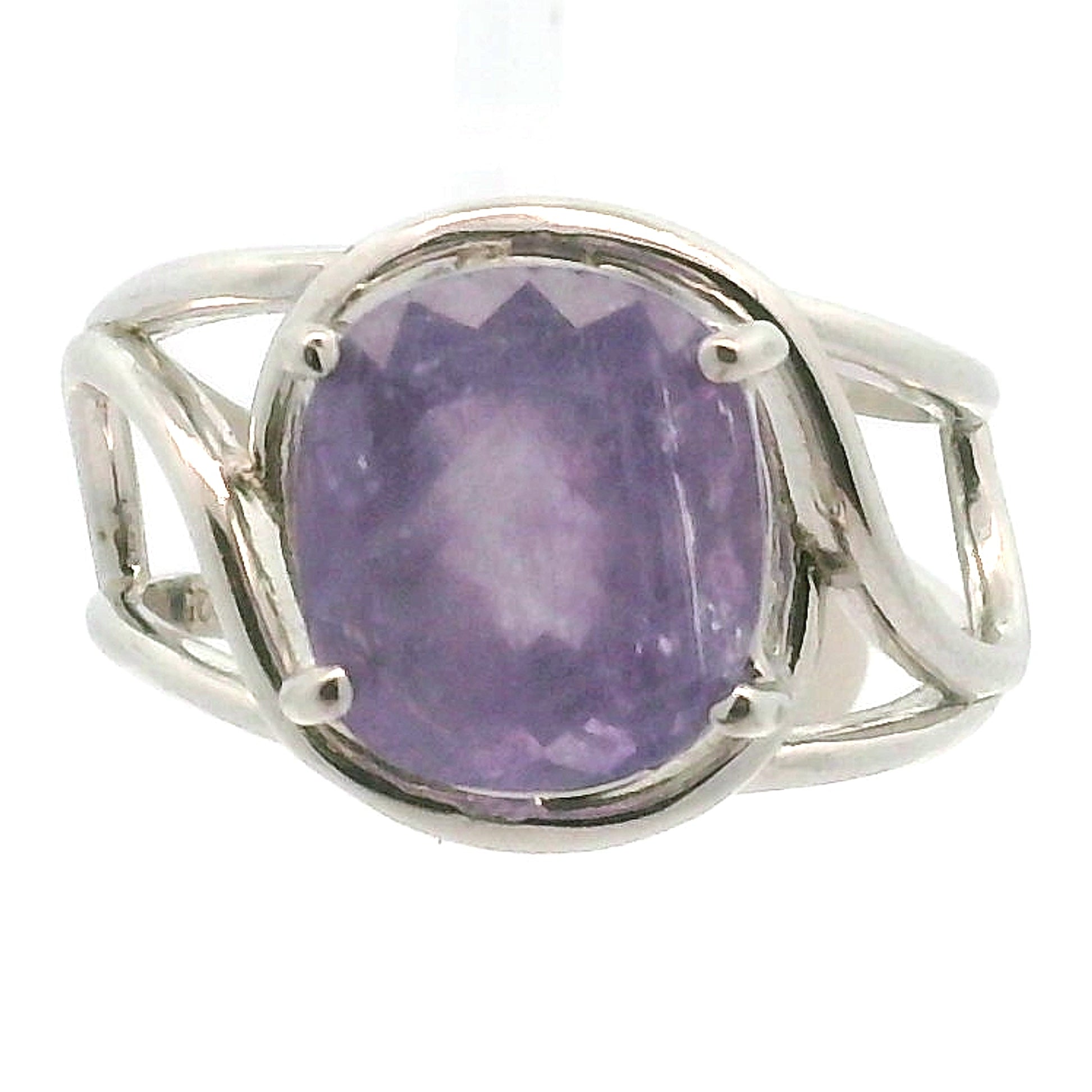 Purple Apatite Cuff Ring .925 Silver for Connection with Angels, Ancestors and Spirit Guides