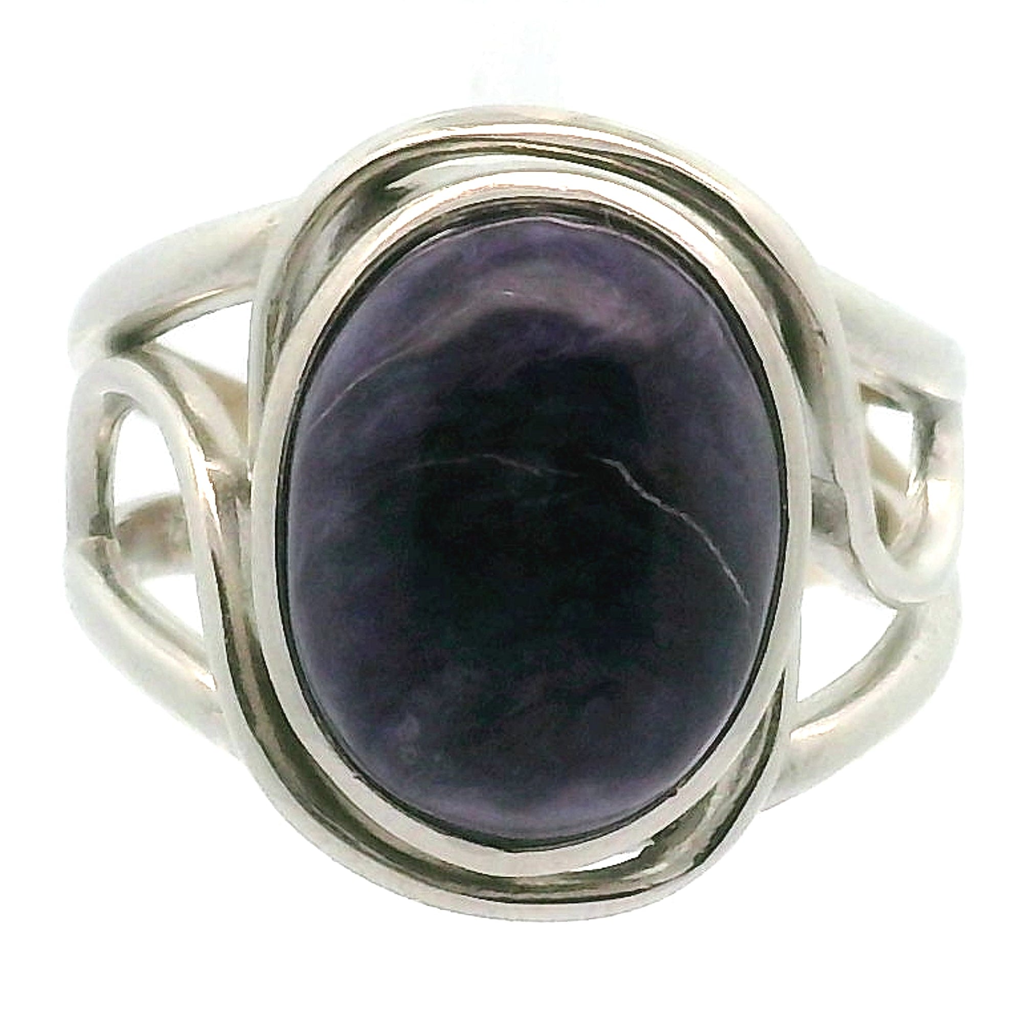 Charoite Cuff Ring .925 Silver for Enhancing your Intuitive Gifts and Spiritual Transformation