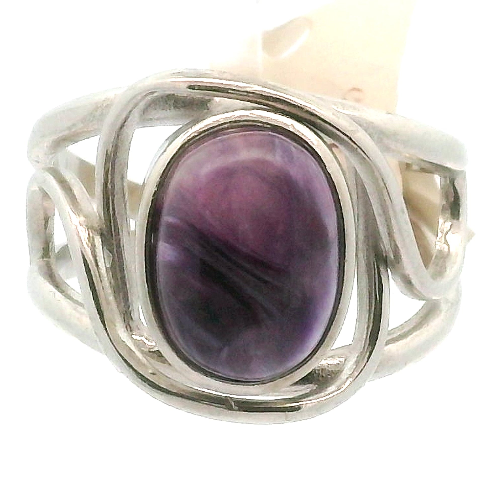 Charoite Finger Cuff Adjustable Ring .925 Silver for Enhancing your Intuitive Gifts and Spiritual Transformation