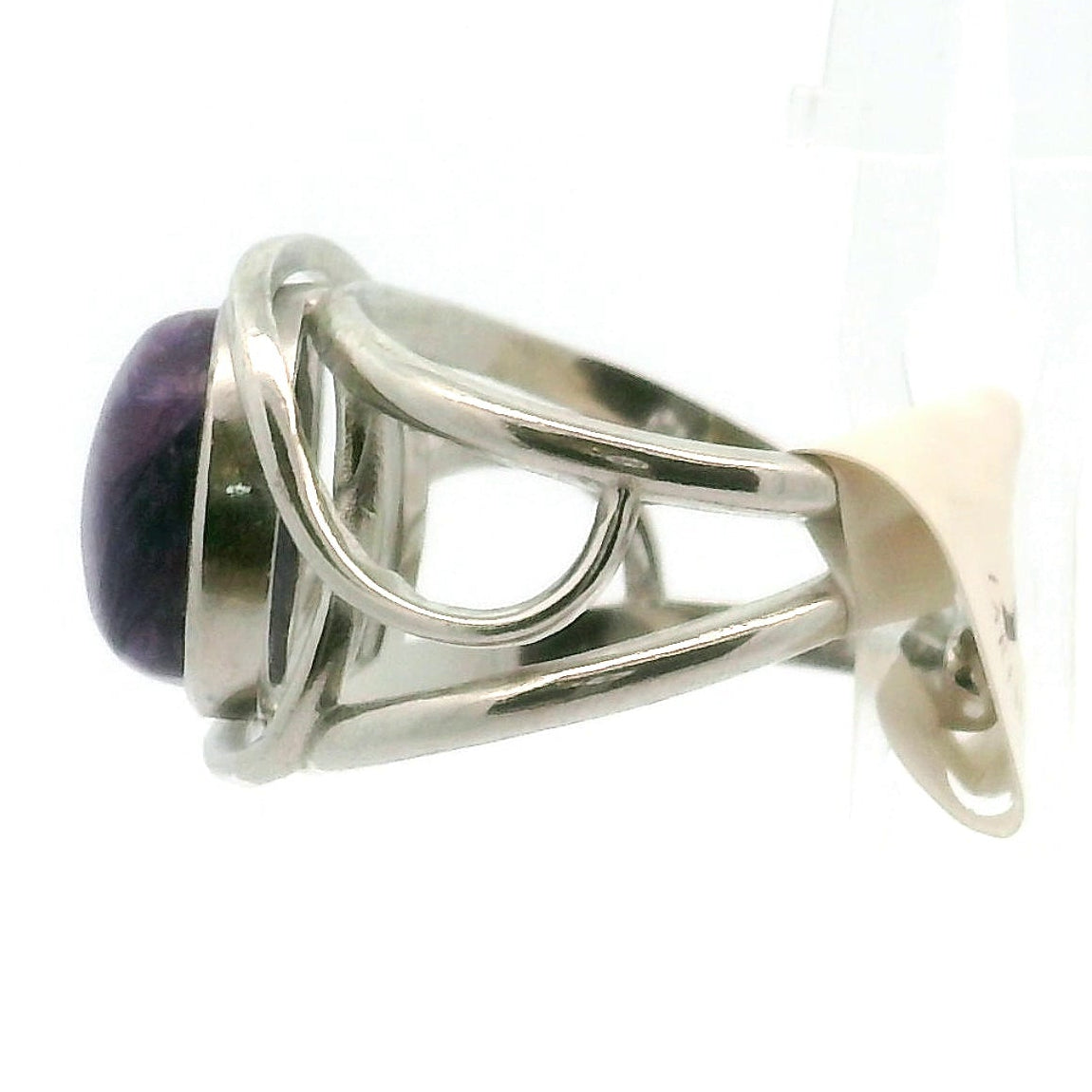 Charoite Finger Cuff Adjustable Ring .925 Silver for Enhancing your Intuitive Gifts and Spiritual Transformation