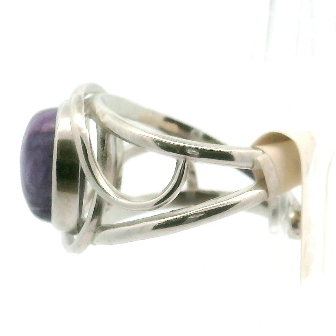 Charoite Finger Cuff Adjustable Ring .925 Silver for Enhancing your Intuitive Gifts and Spiritual Transformation