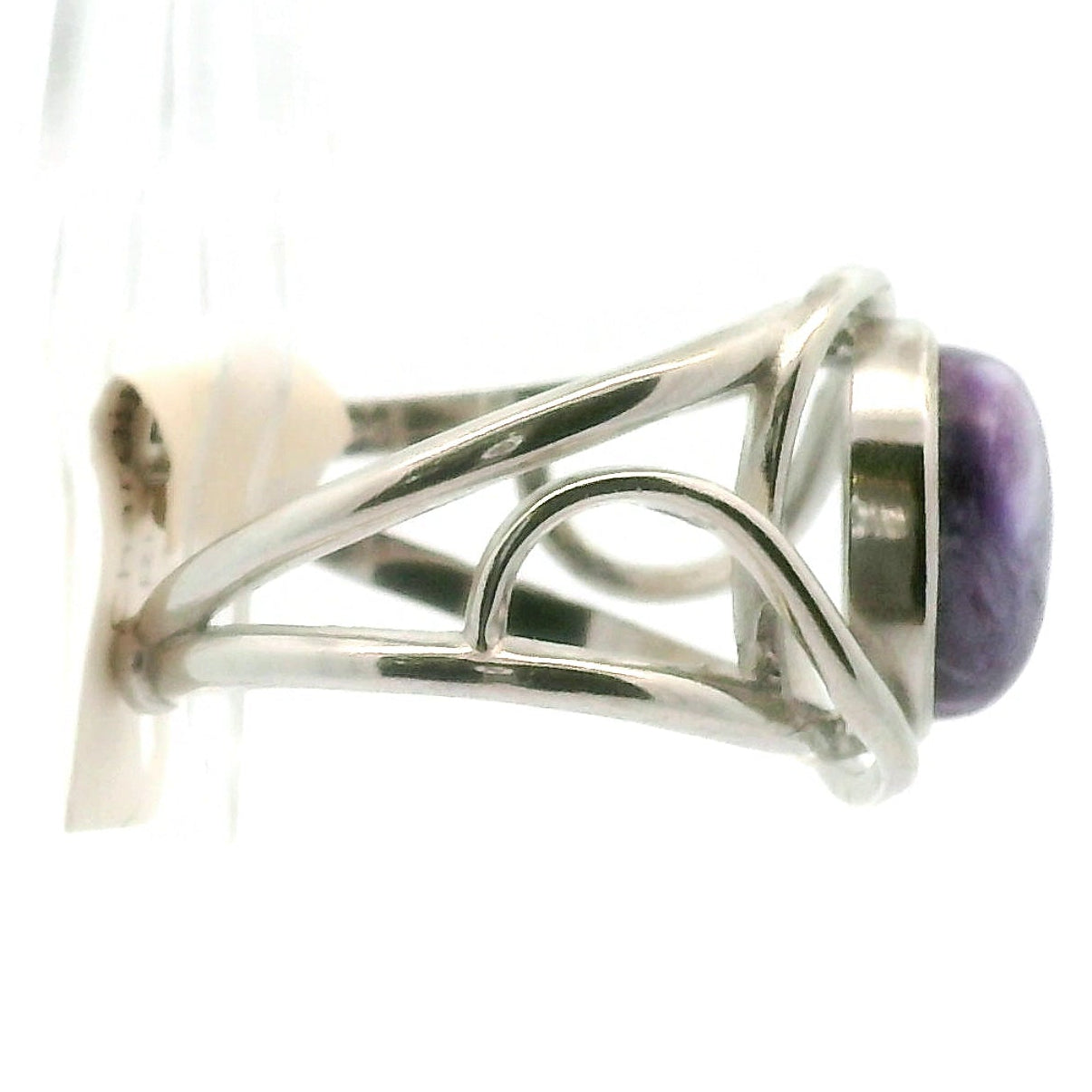 Charoite Finger Cuff Adjustable Ring .925 Silver for Enhancing your Intuitive Gifts and Spiritual Transformation