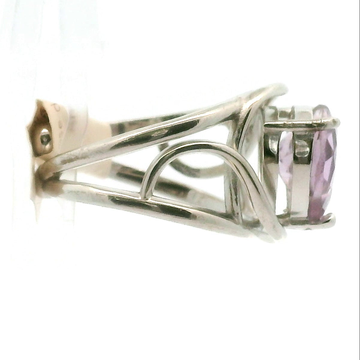 Rose De France Amethyst Heart Cuff Ring .925 Silver for Enhancing Intuition & Connection with Divine