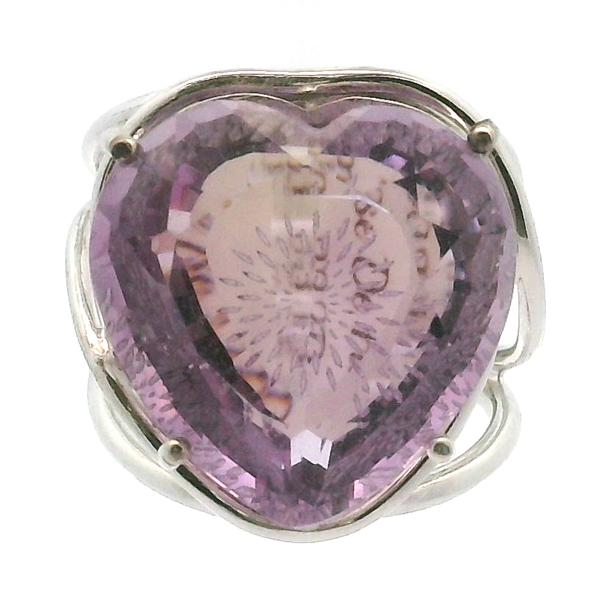 Rose De France Amethyst Fantasy Cut Cuff Ring .925 Silver for Enhancing your Intuitive Gifts