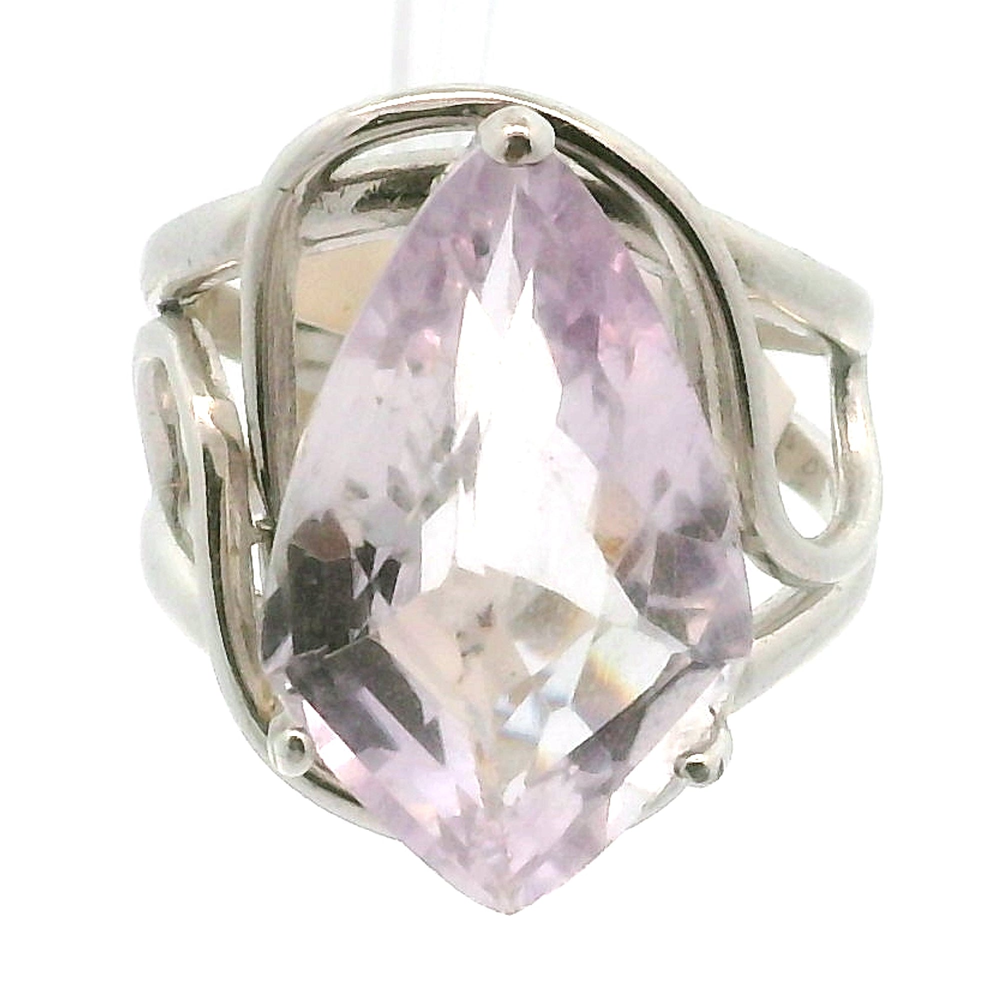 Rose De France Amethyst Cuff Ring .925 Silver for Enhancing Intuition & Connection with Divine