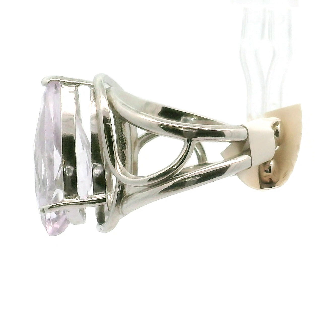 Rose De France Amethyst Cuff Ring .925 Silver for Enhancing Intuition & Connection with Divine