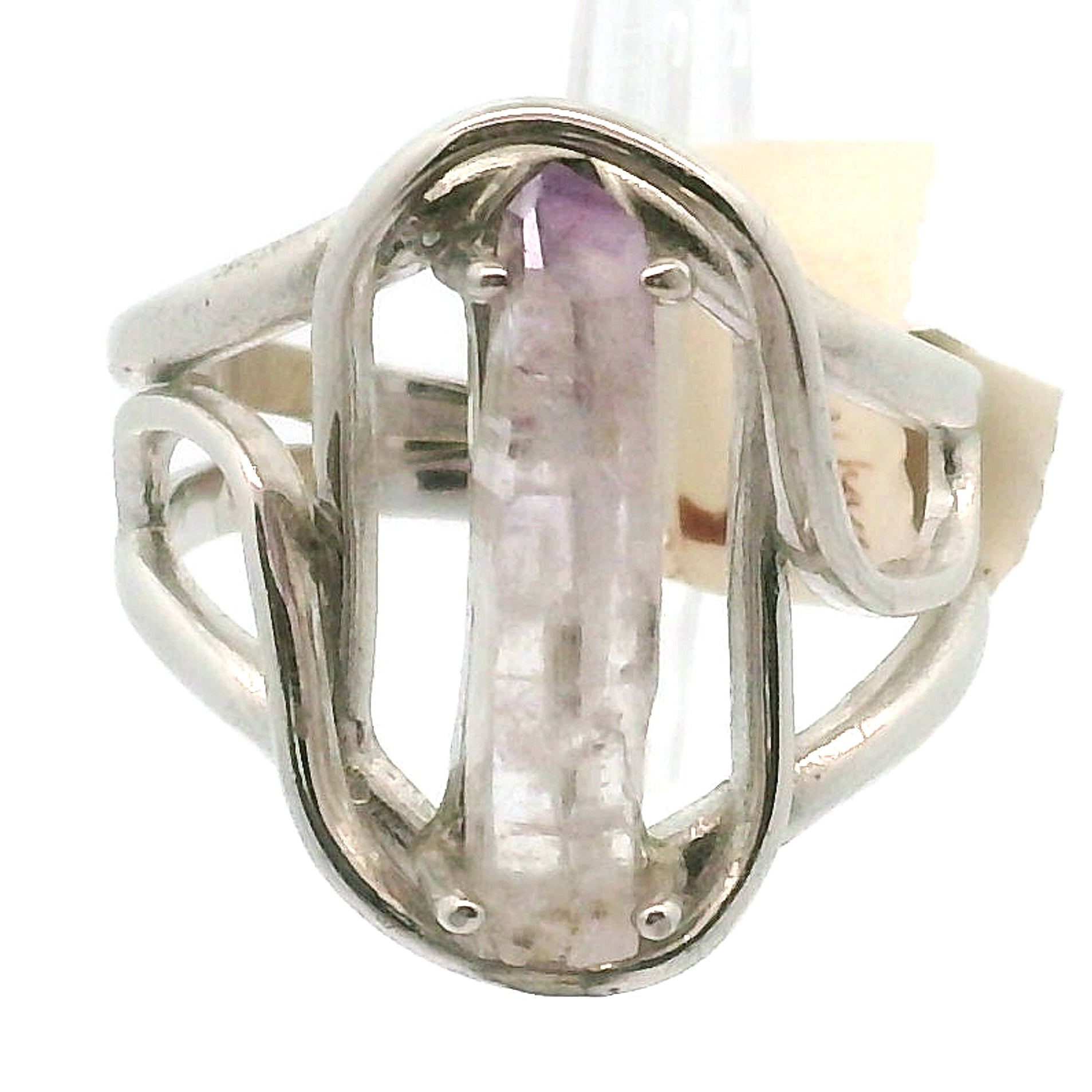 Vera Cruz Amethyst Cuff Ring .925 Silver for Connecting with angels, guides and your higher self