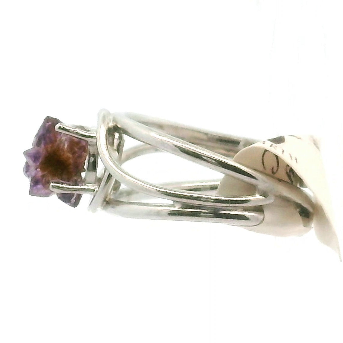 Amethyst Cluster Midi Cuff Ring .925 Silver for Enhancing your Intuitive Gifts