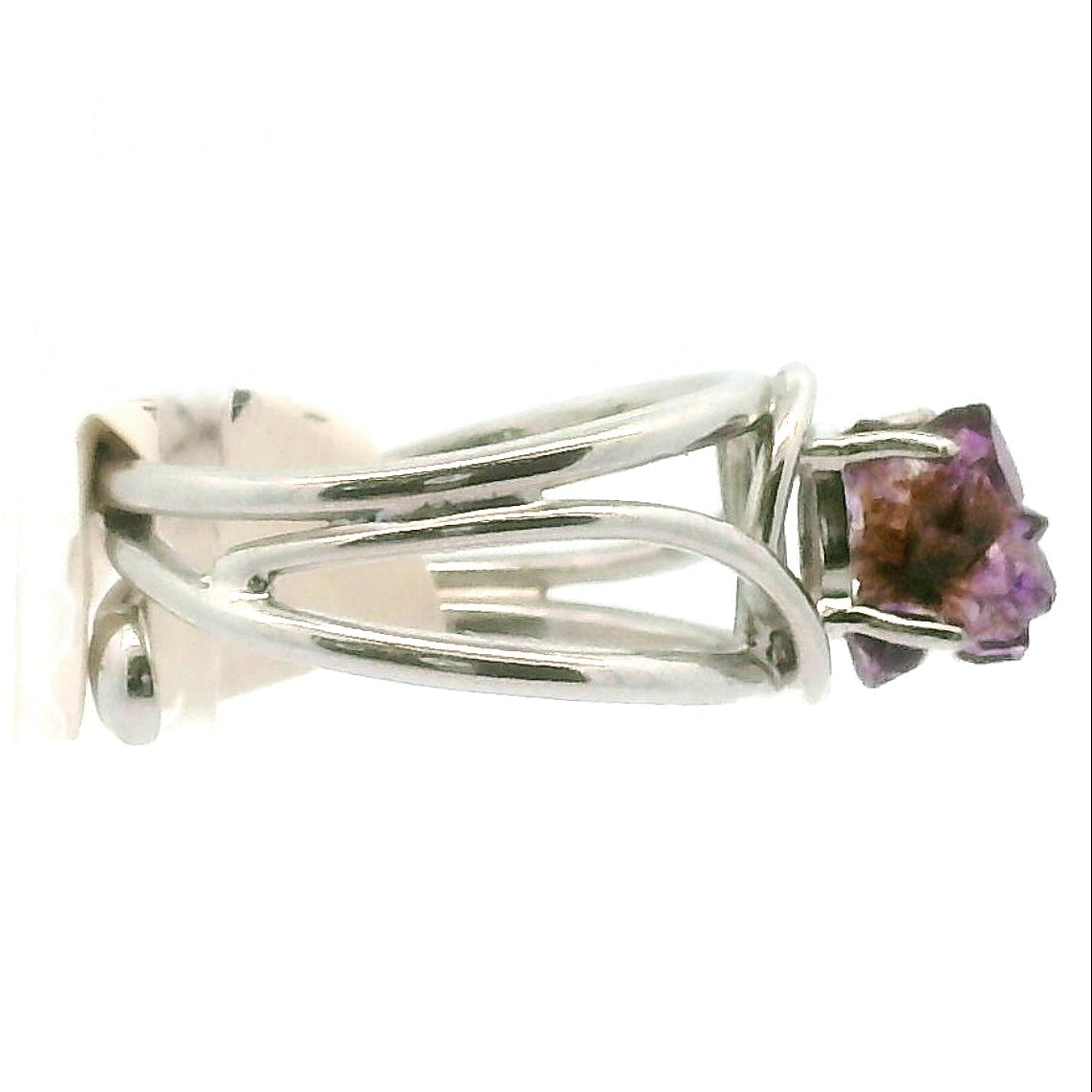 Amethyst Cluster Midi Cuff Ring .925 Silver for Enhancing your Intuitive Gifts