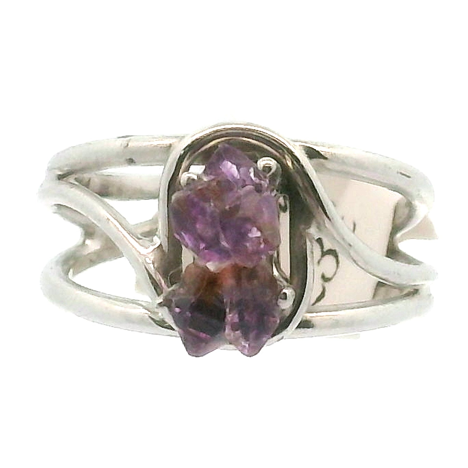 Amethyst Cluster Midi Cuff Ring .925 Silver for Enhancing your Intuitive Gifts