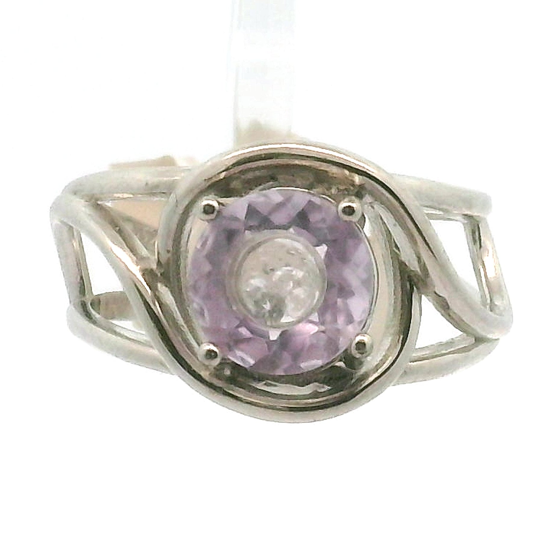 Amethyst Locket with Inlays Cuff Ring .925 Silver for Enhancing your Intuitive Gifts