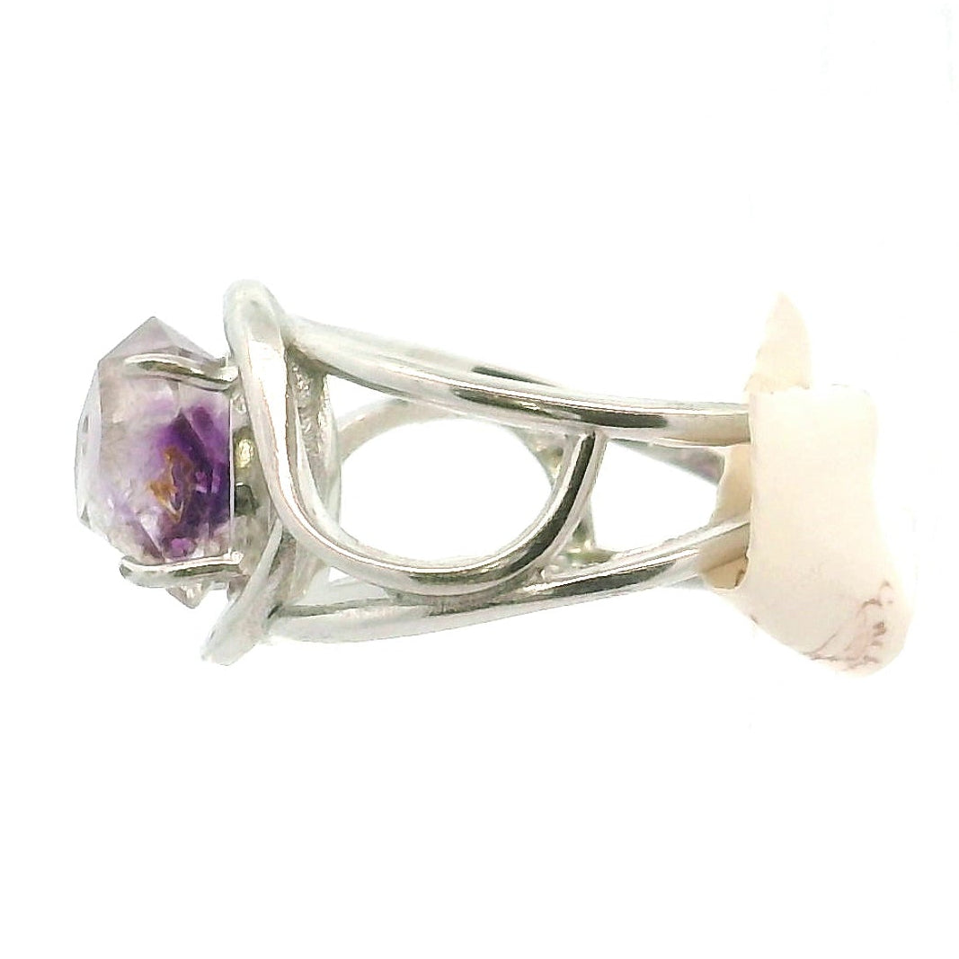 Amethyst Cuff Ring .925 Silver for Enhancing Intuition & Connection with Divine