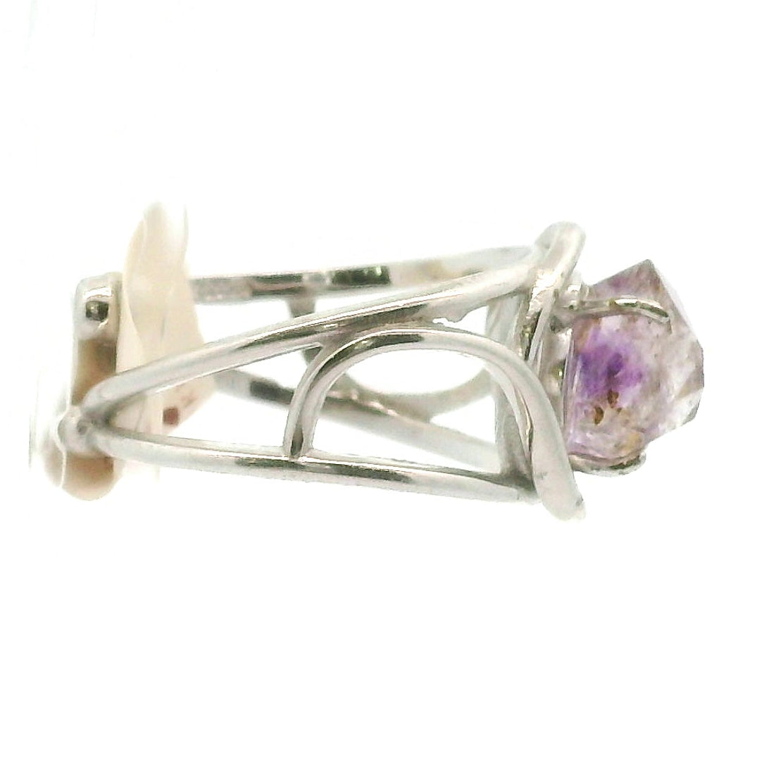 Amethyst Cuff Ring .925 Silver for Enhancing Intuition & Connection with Divine
