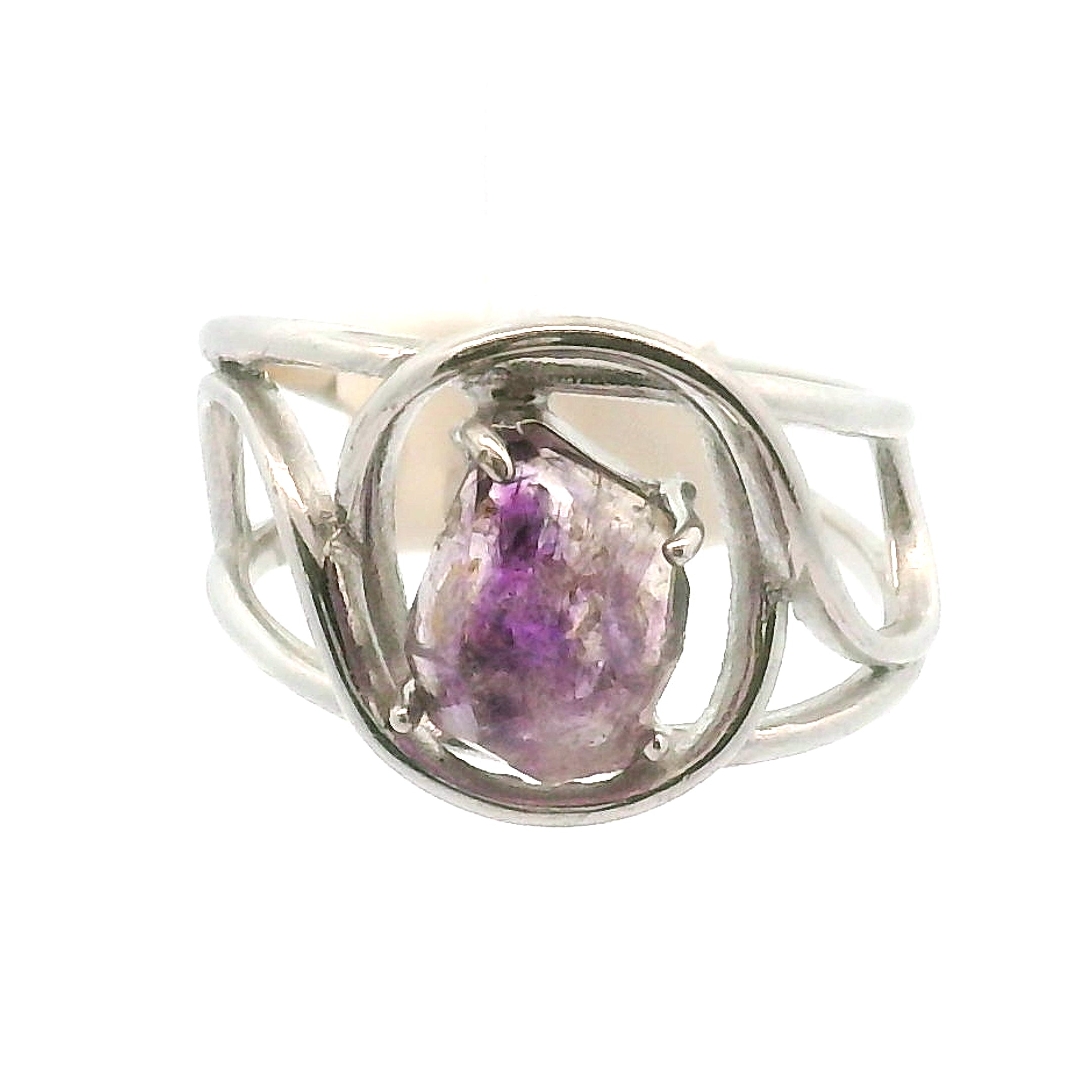 Amethyst Cuff Ring .925 Silver for Enhancing Intuition & Connection with Divine