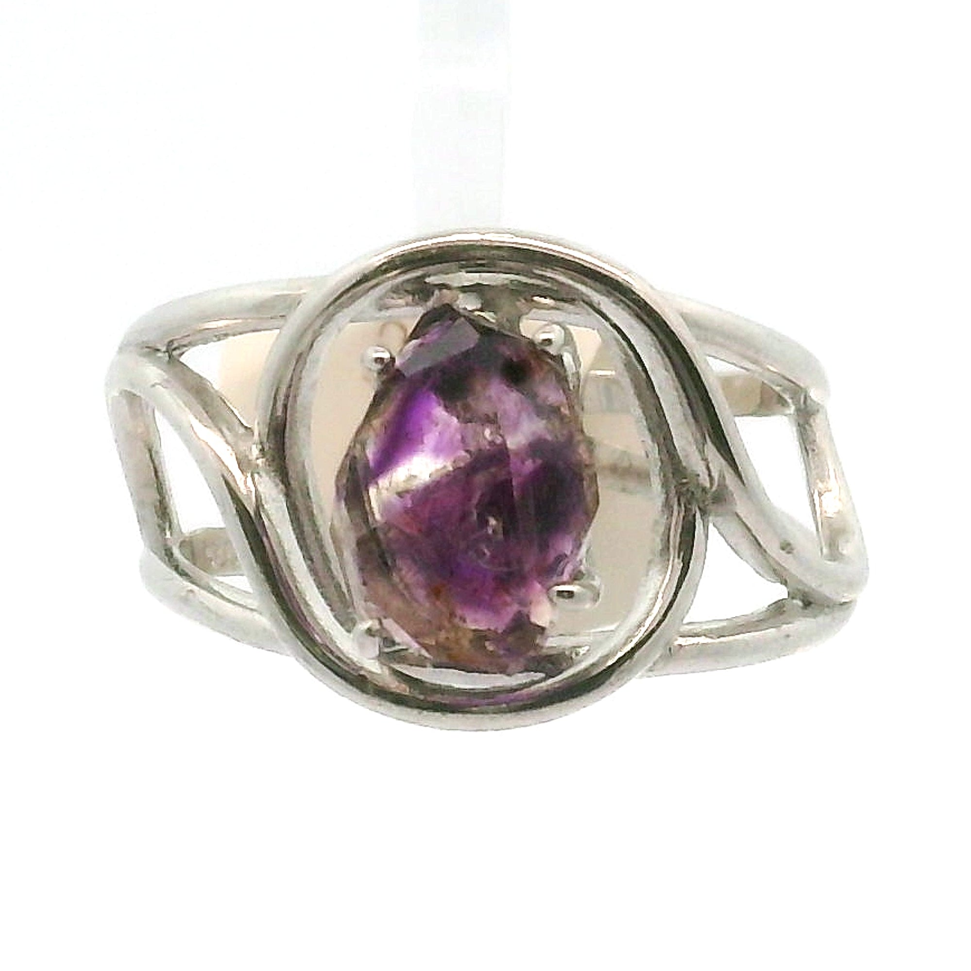 Amethyst Cuff Ring .925 Silver for Enhancing Intuition & Connection with Divine