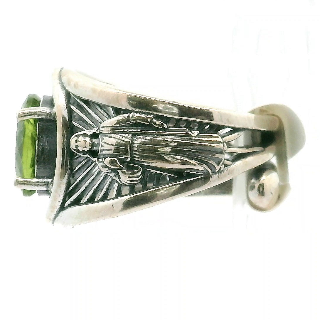 Peridot Jesus Cuff Ring .925 Silver for Renewal and Radiant Expansion