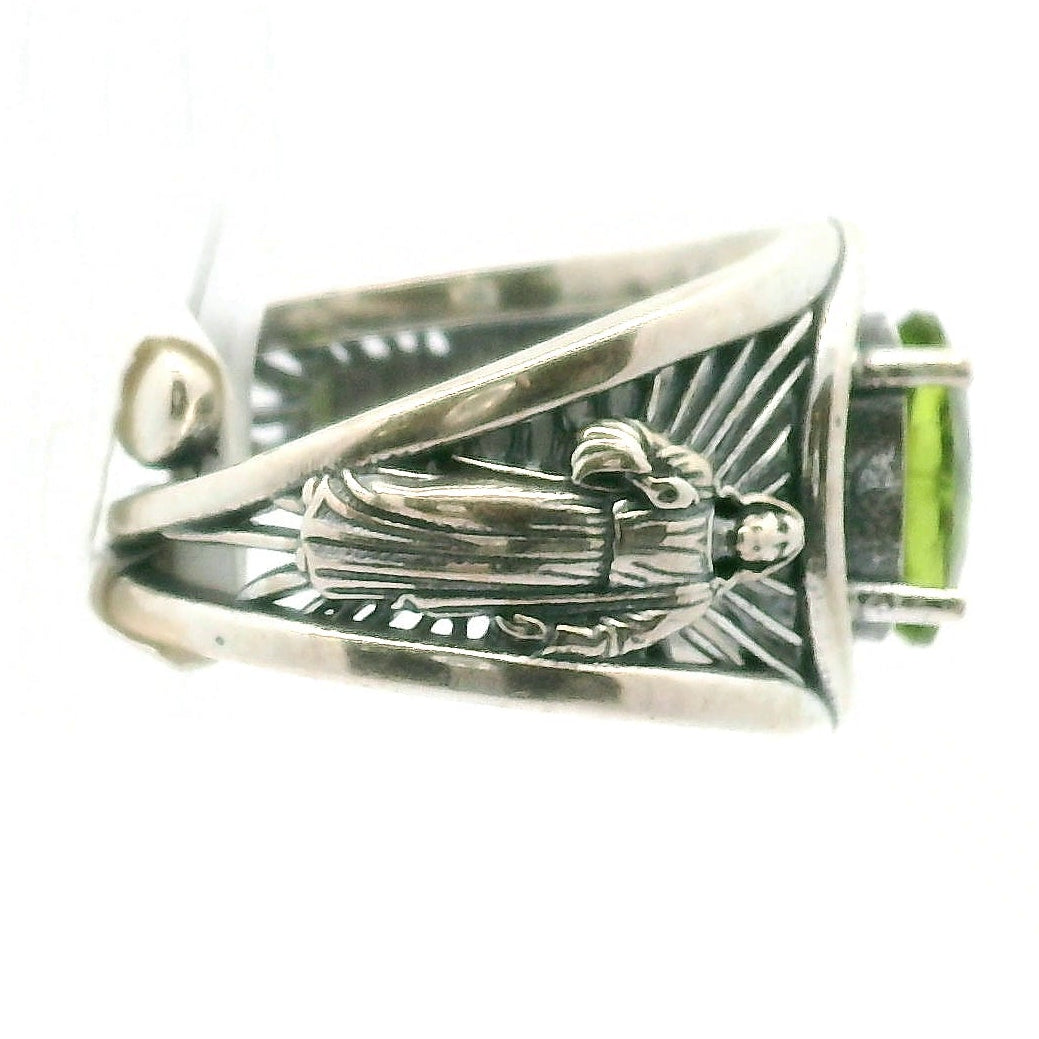 Peridot Jesus Cuff Ring .925 Silver for Renewal and Radiant Expansion