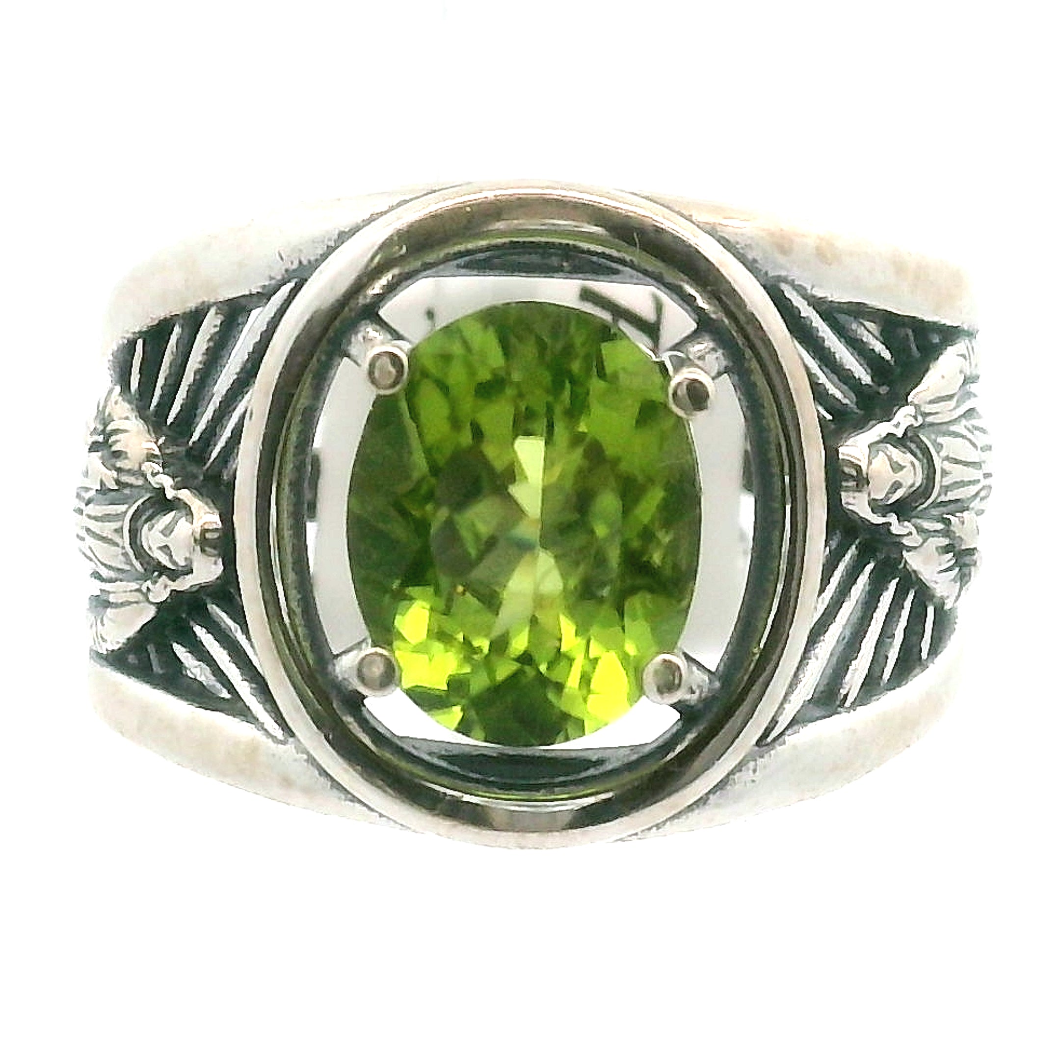 Peridot Jesus Cuff Ring .925 Silver for Renewal and Radiant Expansion