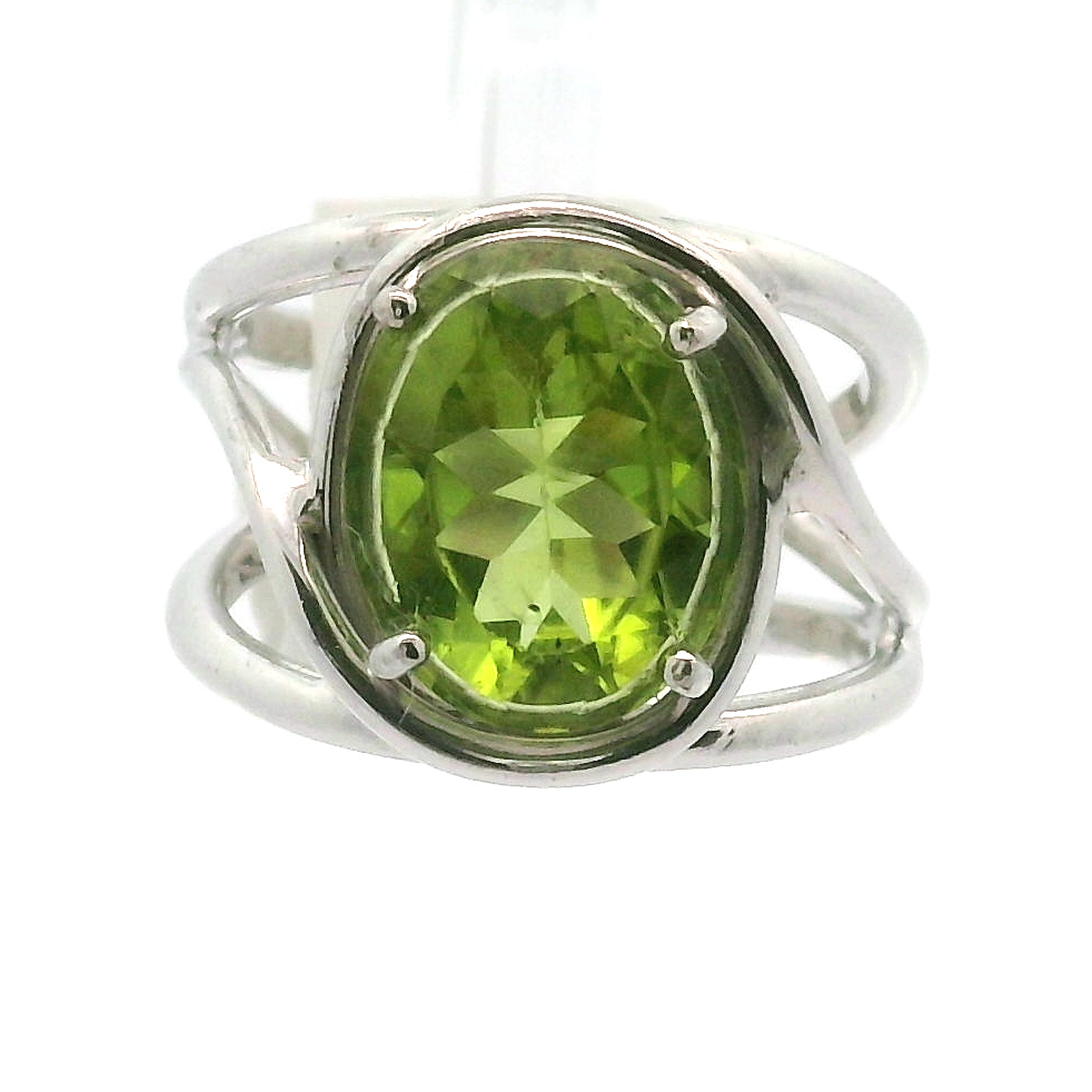 Peridot Cuff Ring .925 Silver for Health and Strength