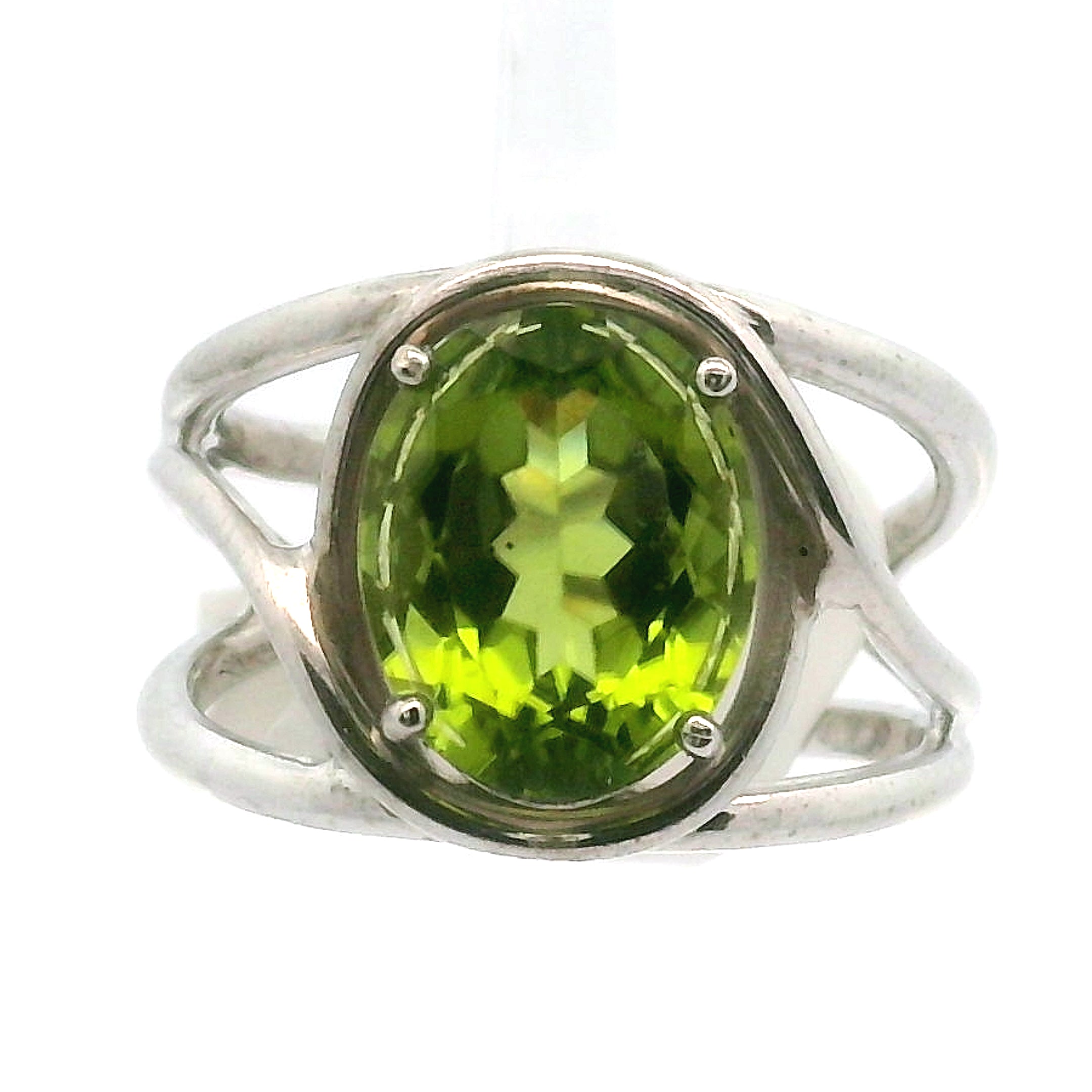 Peridot Cuff Ring .925 Silver for Health and Strength