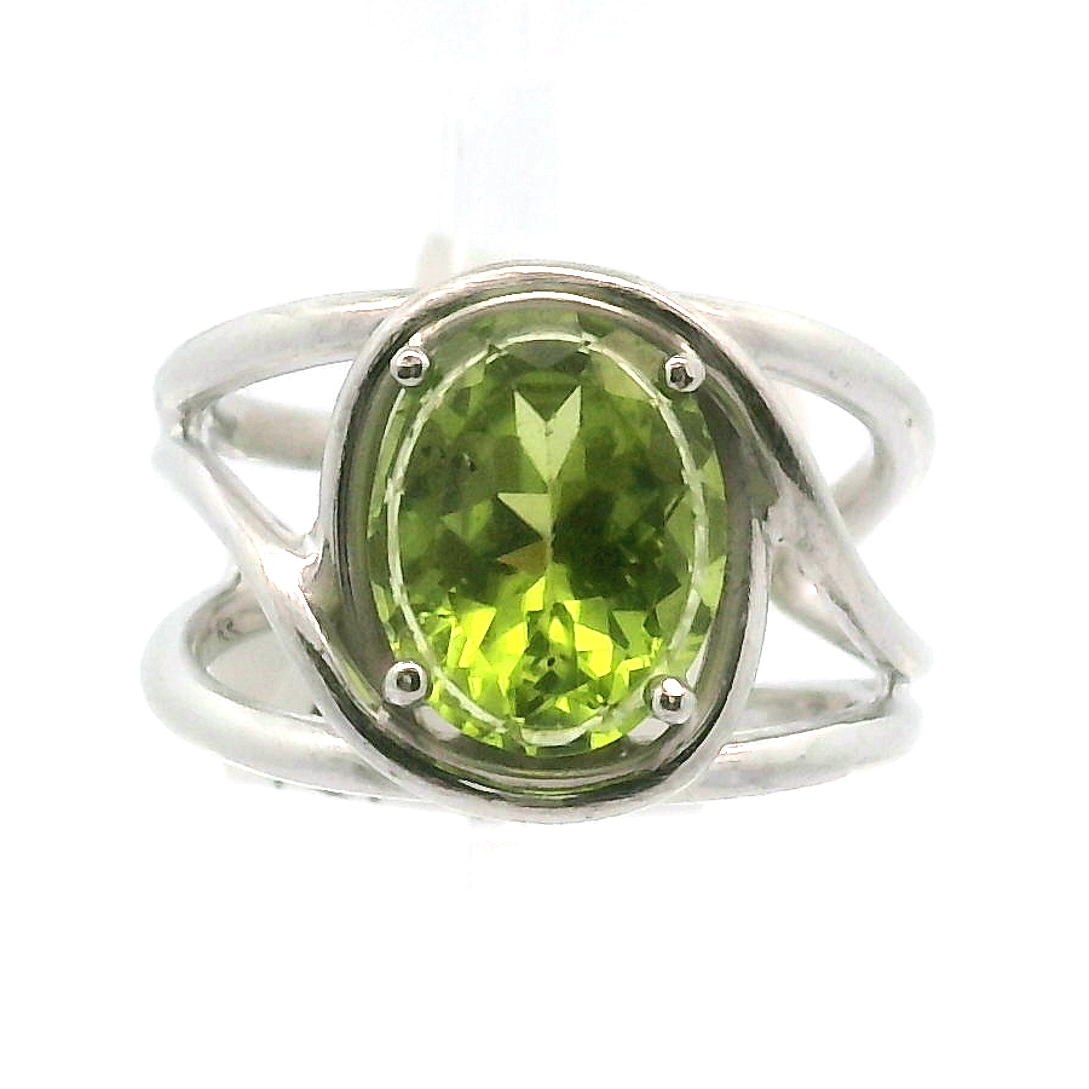 Peridot Cuff Ring .925 Silver for Health and Strength