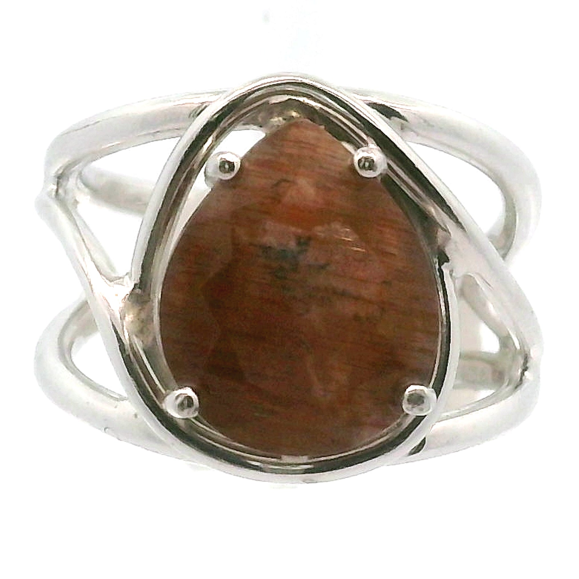 Black Moonstone with Sunstone Cuff Ring .925 Silver for Confidence and Strength