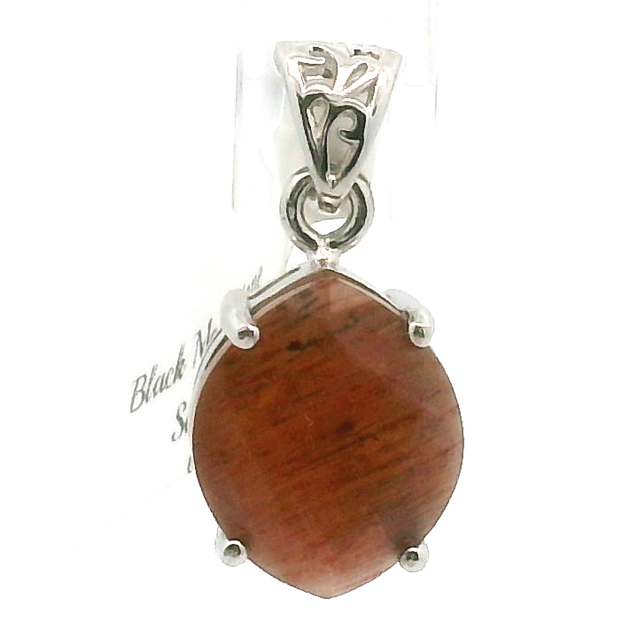 Black Moonstone with Sunstone Pendant .925 Silver for Confidence and Strength