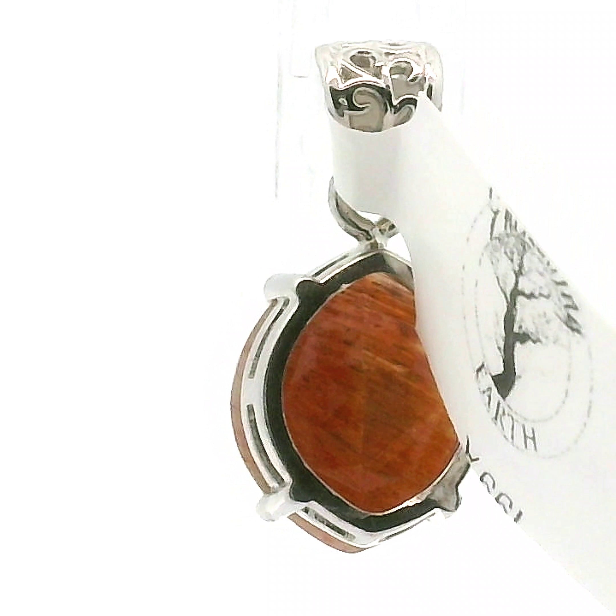 Black Moonstone with Sunstone Pendant .925 Silver for Confidence and Strength