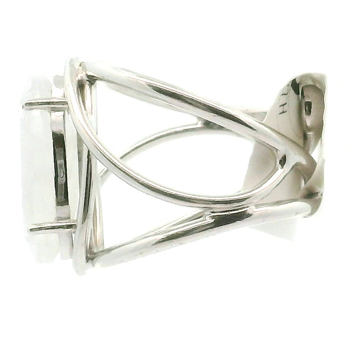 Rainbow Moonstone Cuff Ring .925 Silver for Protection, Manifestation and Divine Feminine Energy