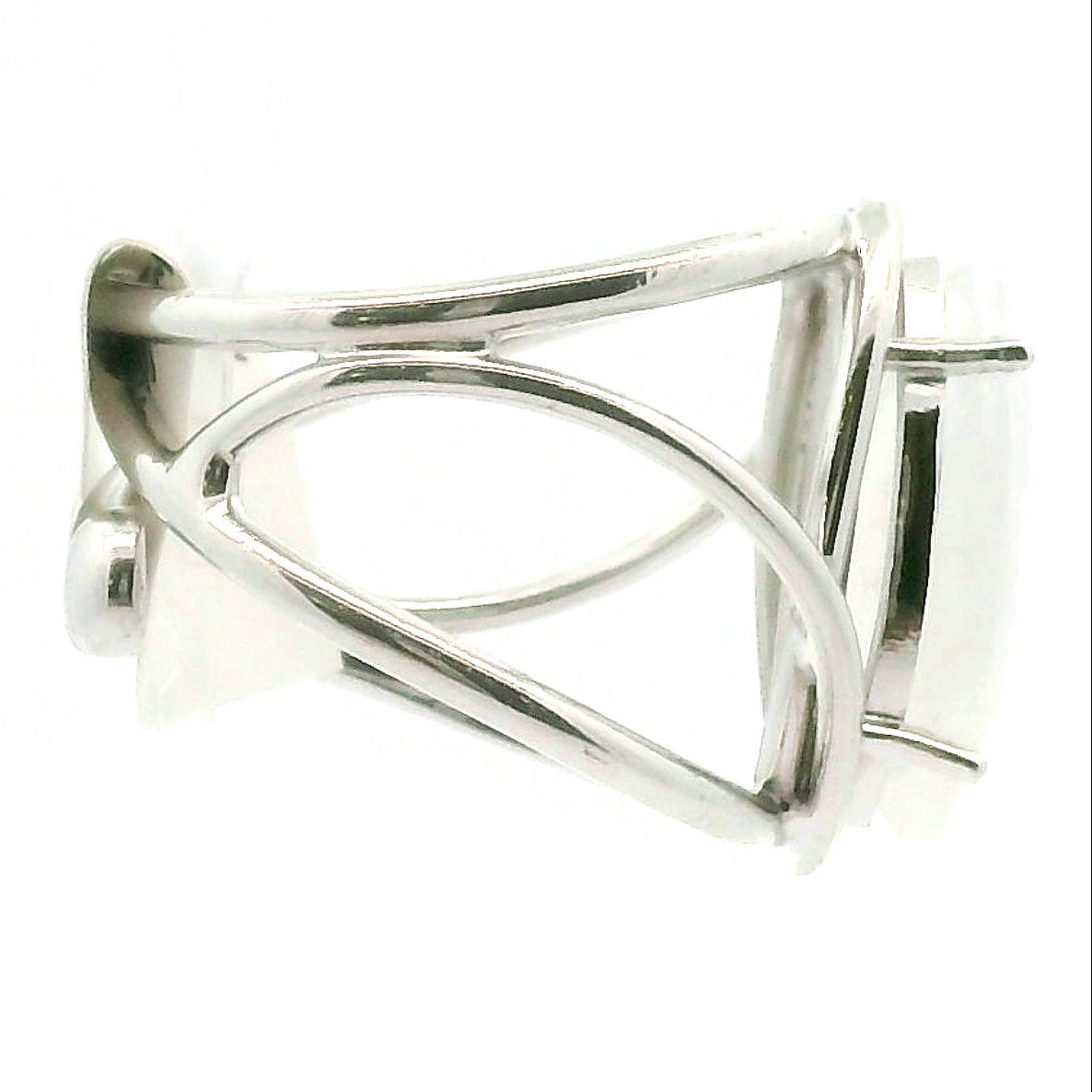 Rainbow Moonstone Cuff Ring .925 Silver for Protection, Manifestation and Divine Feminine Energy