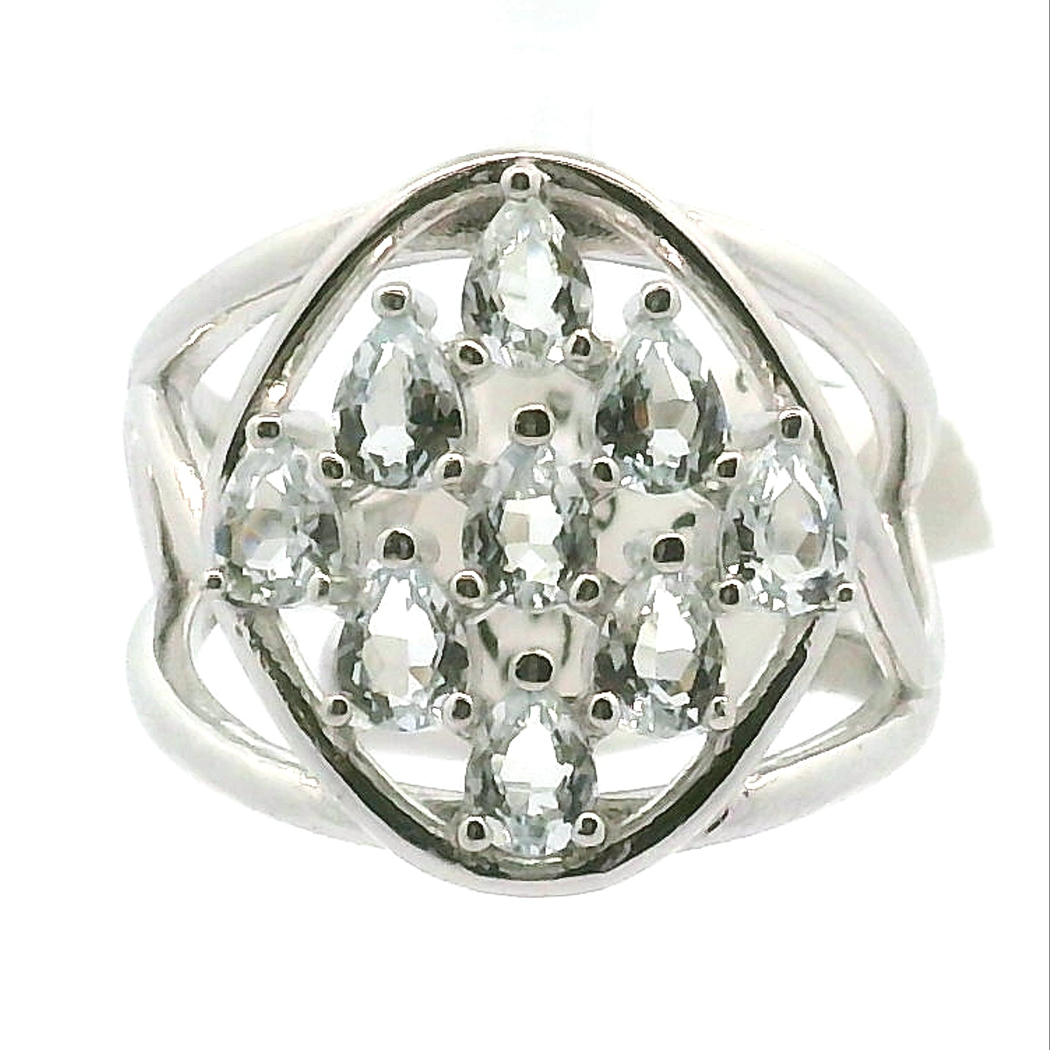 9 Stone Crystal Chandelier Cuff Ring .925 Silver for Healing, Intention Setting and Manifesting your Desires