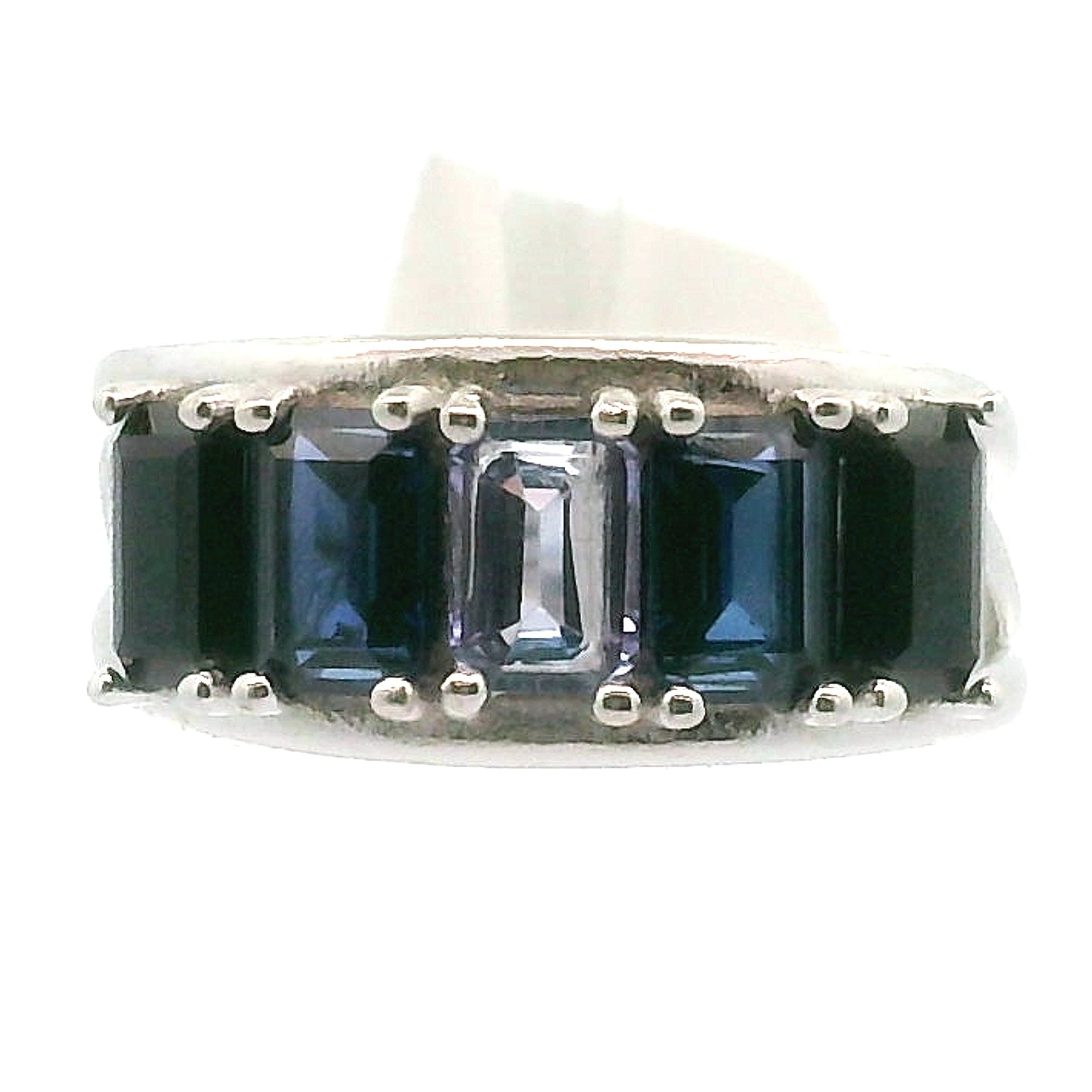 Multi Stone Emerald Cut Stacker Cuff Ring .925 Silver for Healing, Intention Setting and Manifesting your Desires