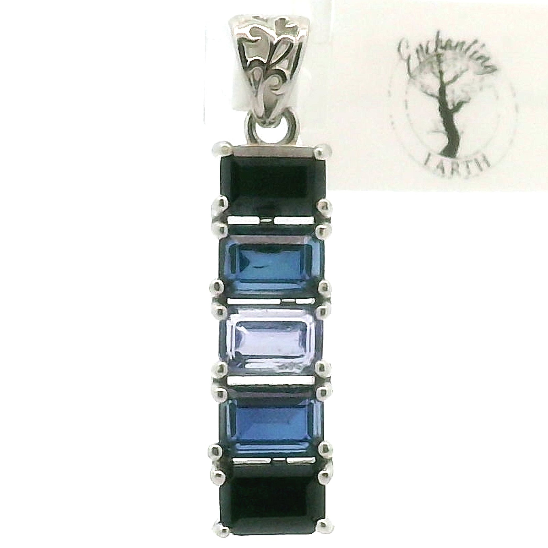 Multi Stone Emerald Cut Stacker Pendant .925 Silver for Healing, Intention Setting and Manifesting your Desires