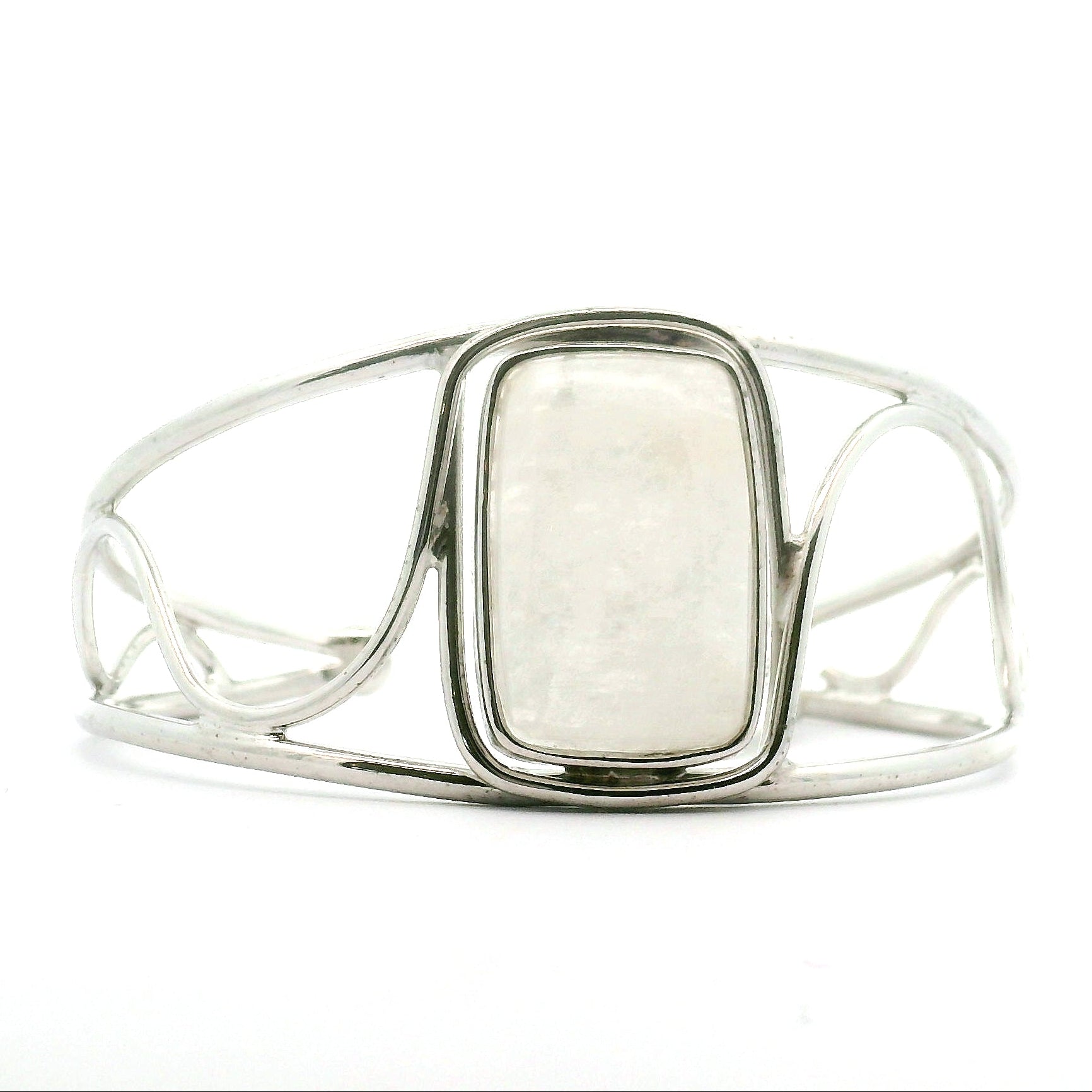 Natrolite Adjustable Bracelet Cuff .925 Silver for Astral Travel, Higher Consciousness and Protection
