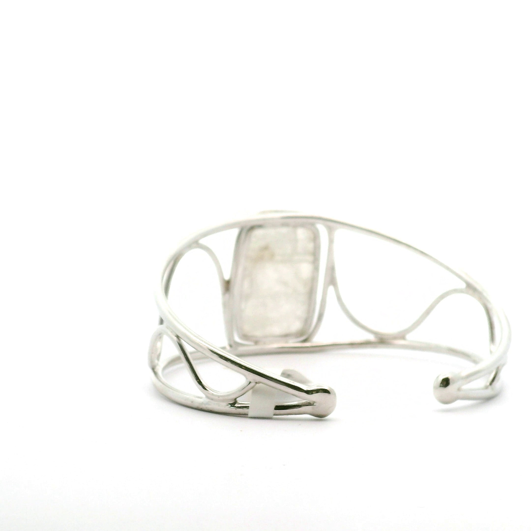Natrolite Adjustable Bracelet Cuff .925 Silver for Astral Travel, Higher Consciousness and Protection