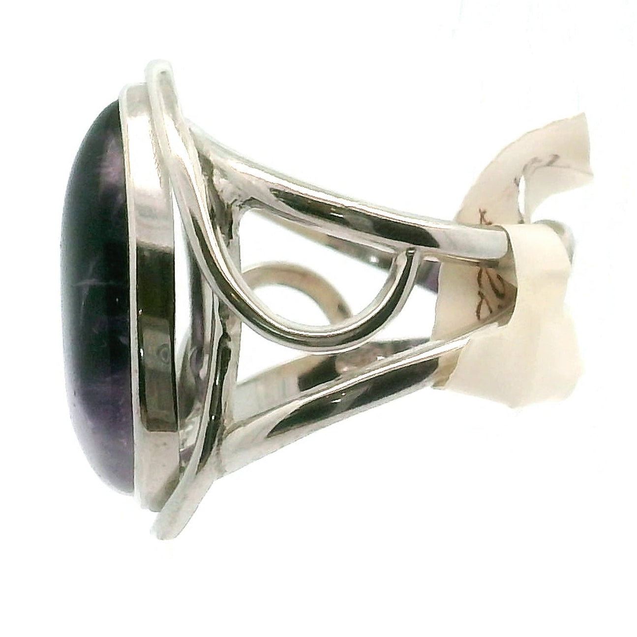 Trapiche Amethyst Finger Cuff Adjustable Ring .925 Silver for Spiritual Growth and Clarity