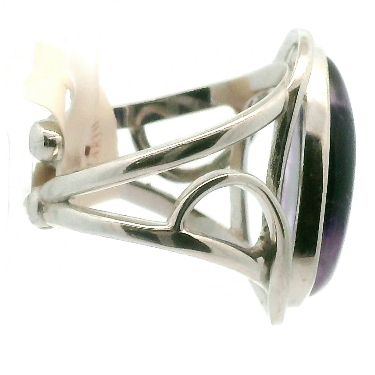 Trapiche Amethyst Finger Cuff Adjustable Ring .925 Silver for Spiritual Growth and Clarity