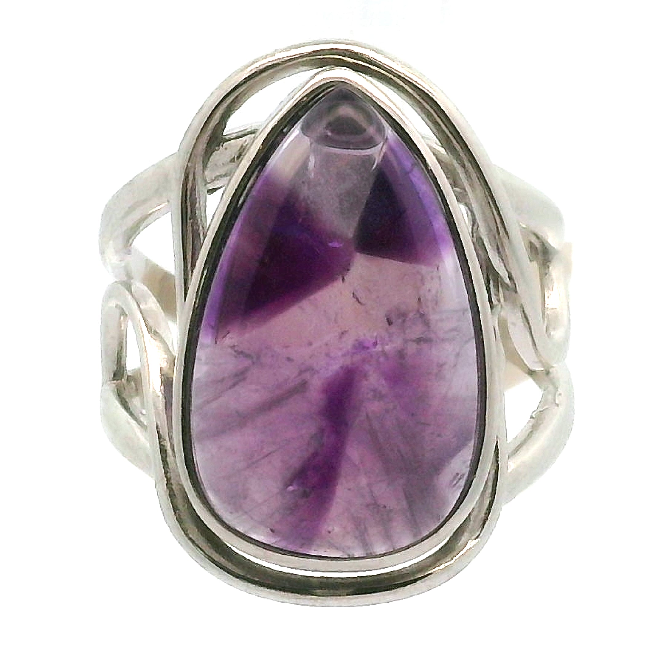 Trapiche Amethyst Finger Cuff Adjustable Ring .925 Silver for Spiritual Growth and Clarity