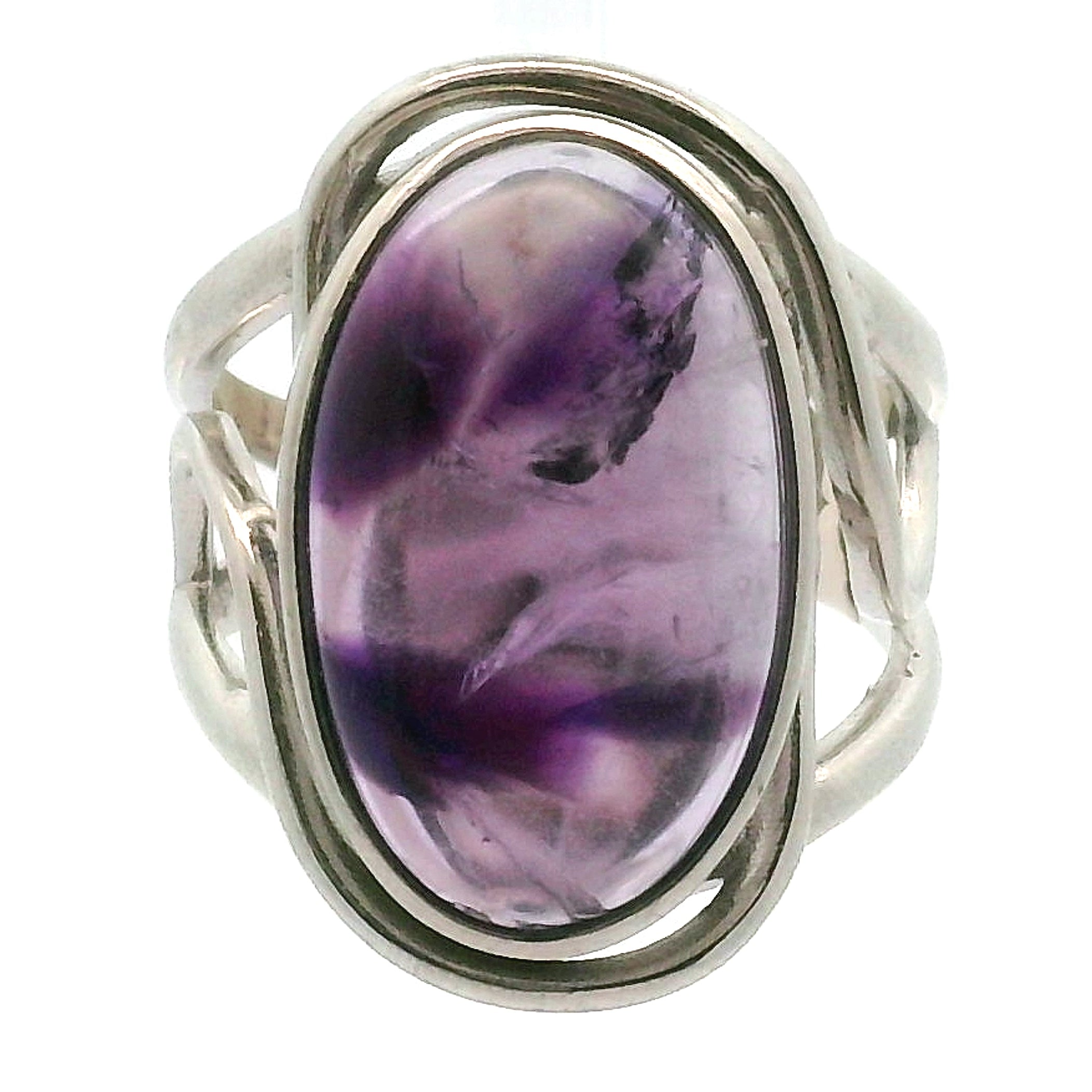 Trapiche Amethyst Finger Cuff Adjustable Ring .925 Silver for Spiritual Growth and Clarity