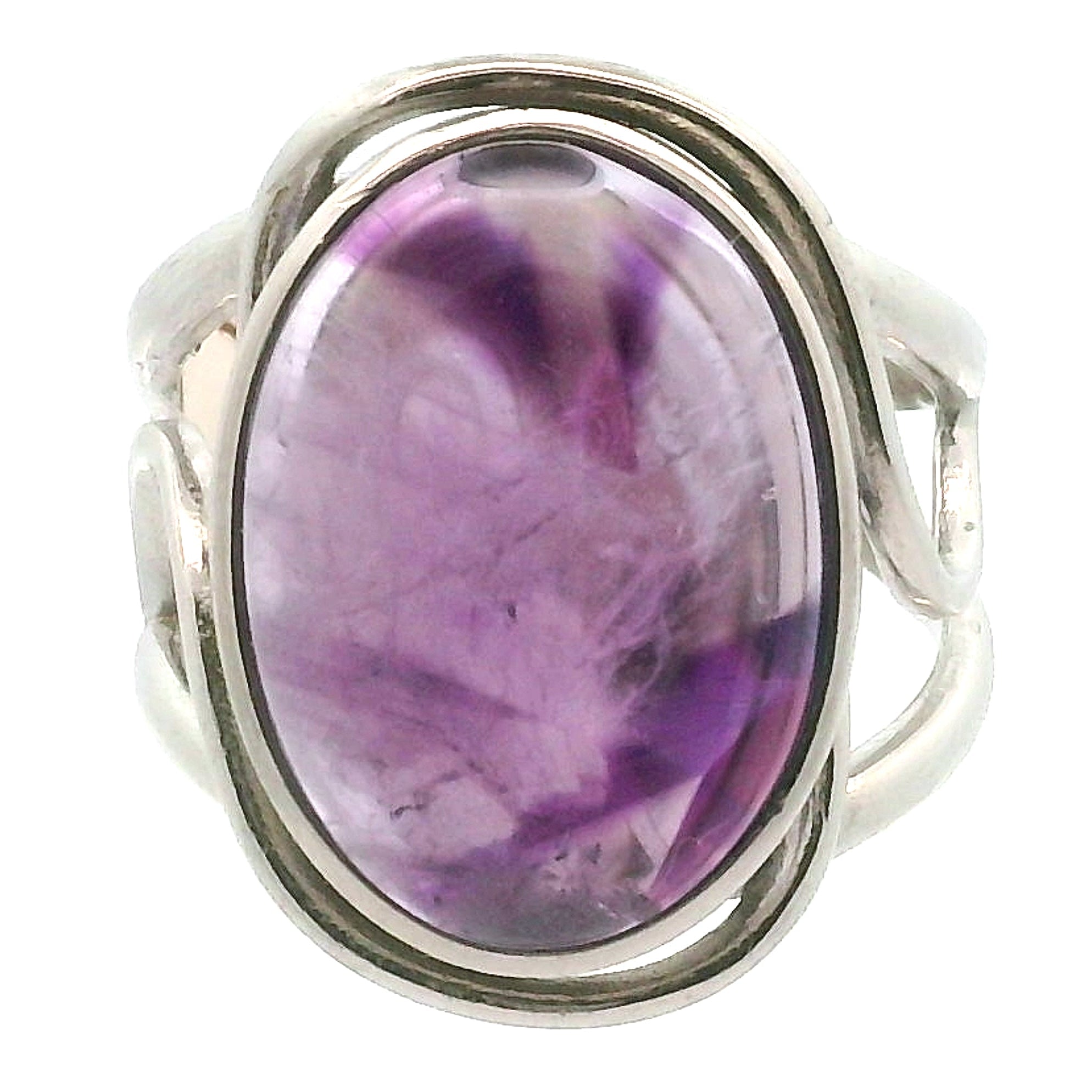 Trapiche Amethyst Finger Cuff Adjustable Ring .925 Silver for Spiritual Growth and Clarity