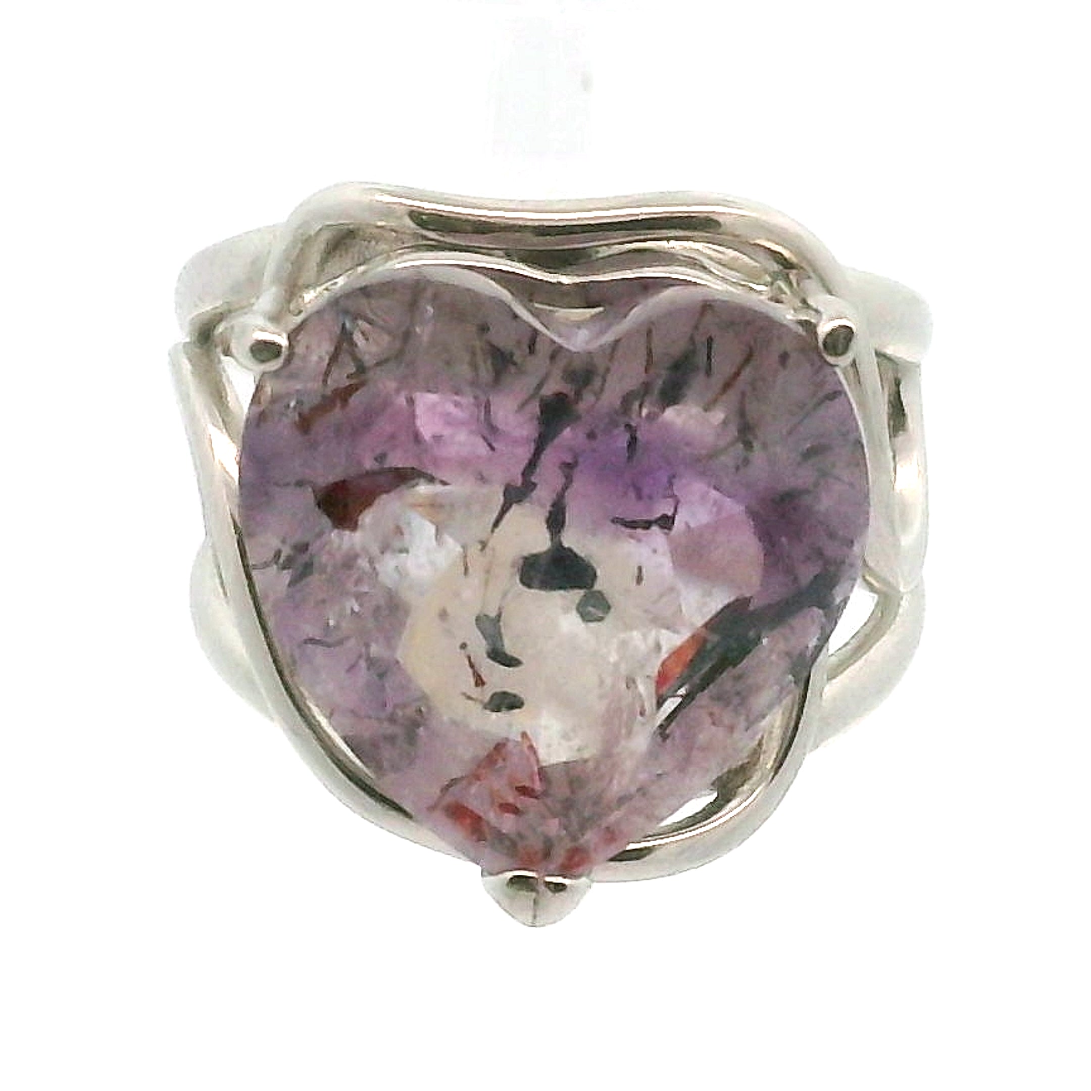 Super 7 Heart Cuff Ring .925 Silver (High Quality) for Awakening your Gifts and Creating your Dream Life