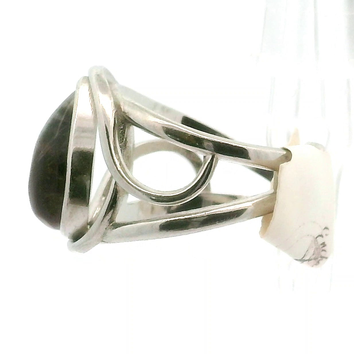 Deep Divine Auralite 23 ]Adjustable Cuff Ring .925 Silver for Intuition and Protection