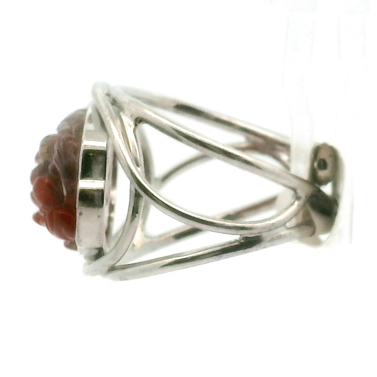 Auralite 23 Lotus Cuff Ring .925 Silver for Intuition and Protection