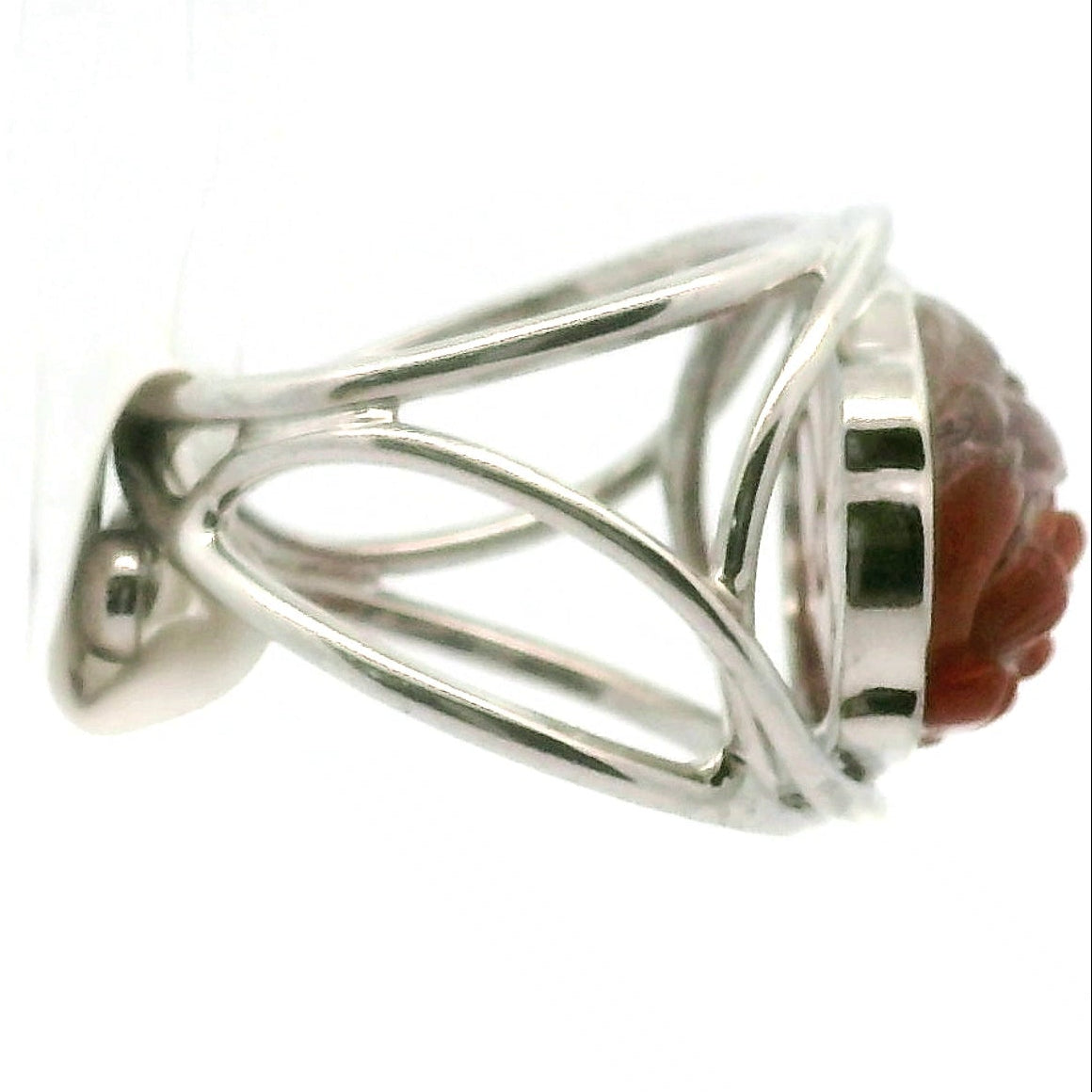 Auralite 23 Lotus Cuff Ring .925 Silver for Intuition and Protection